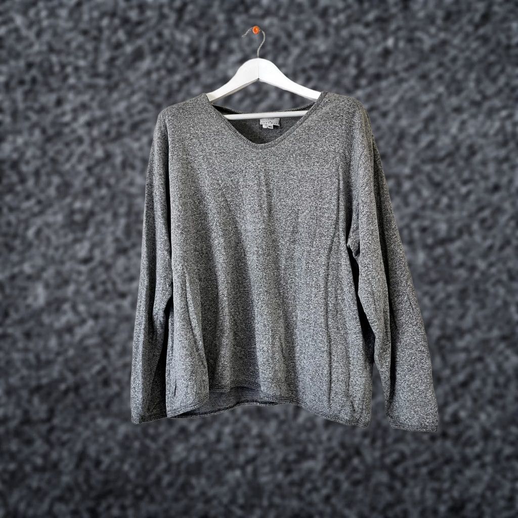 Marcs Hot Cotton by Marc Ware Womens Long Sleeve V-Neck Top XL Knit Heather Gray Shirt Womens XL Gray Heather Knit T-Shirt Casual Size XL / US 12-14 / IT 48-50 - 1 Thumbnail