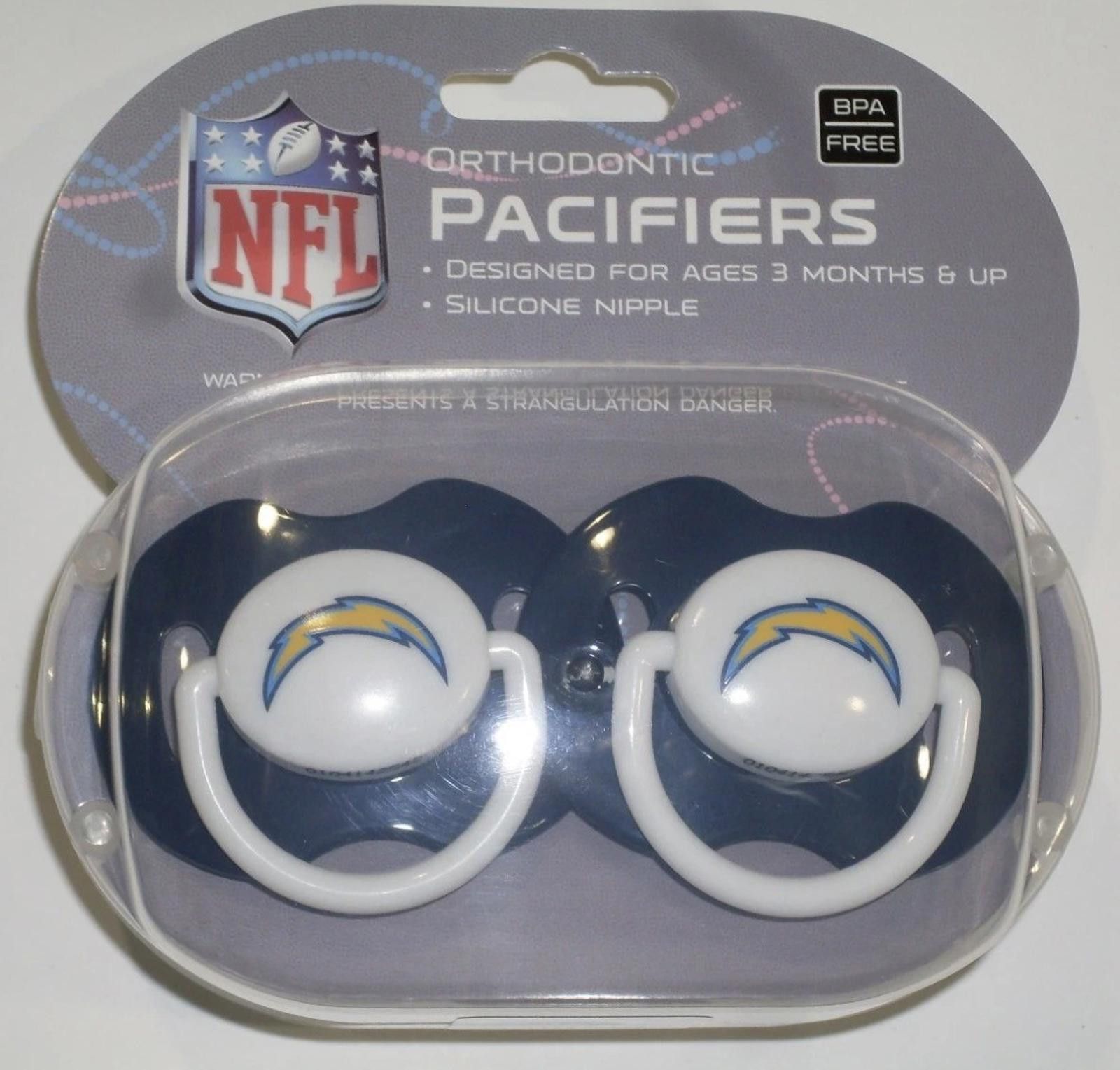 Other NFL Los Angeles Chargers Pacifier set of 2 Solid Color w/Cas Size ONE SIZE - 1 Preview