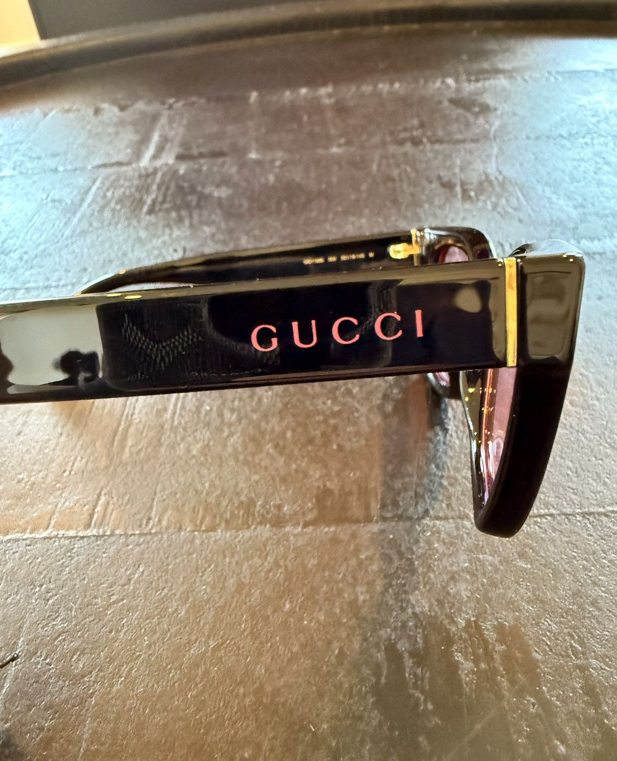 Gucci New Gucci GG1133S 003 Black Frame with Pink Lenses & Logo Size ONE SIZE - 21 Thumbnail