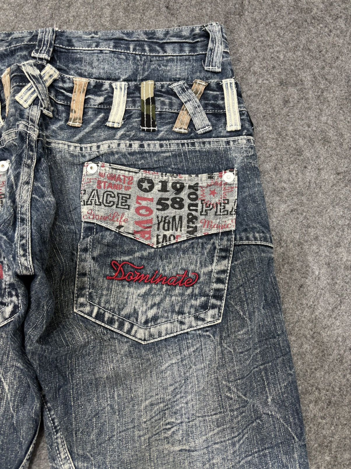 Japanese Brand 💥Double Waist💥Dominate Zipper Twisted Fades Denim F649 Size US 33 - 11 Thumbnail