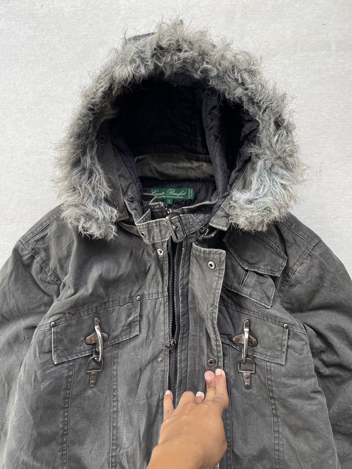 If Six Was Nine 🔥Vintage Create Barefoot Fireman Clasp Faux Fur Hood Jacket Size US L / EU 52-54 / 3 - 7 Thumbnail