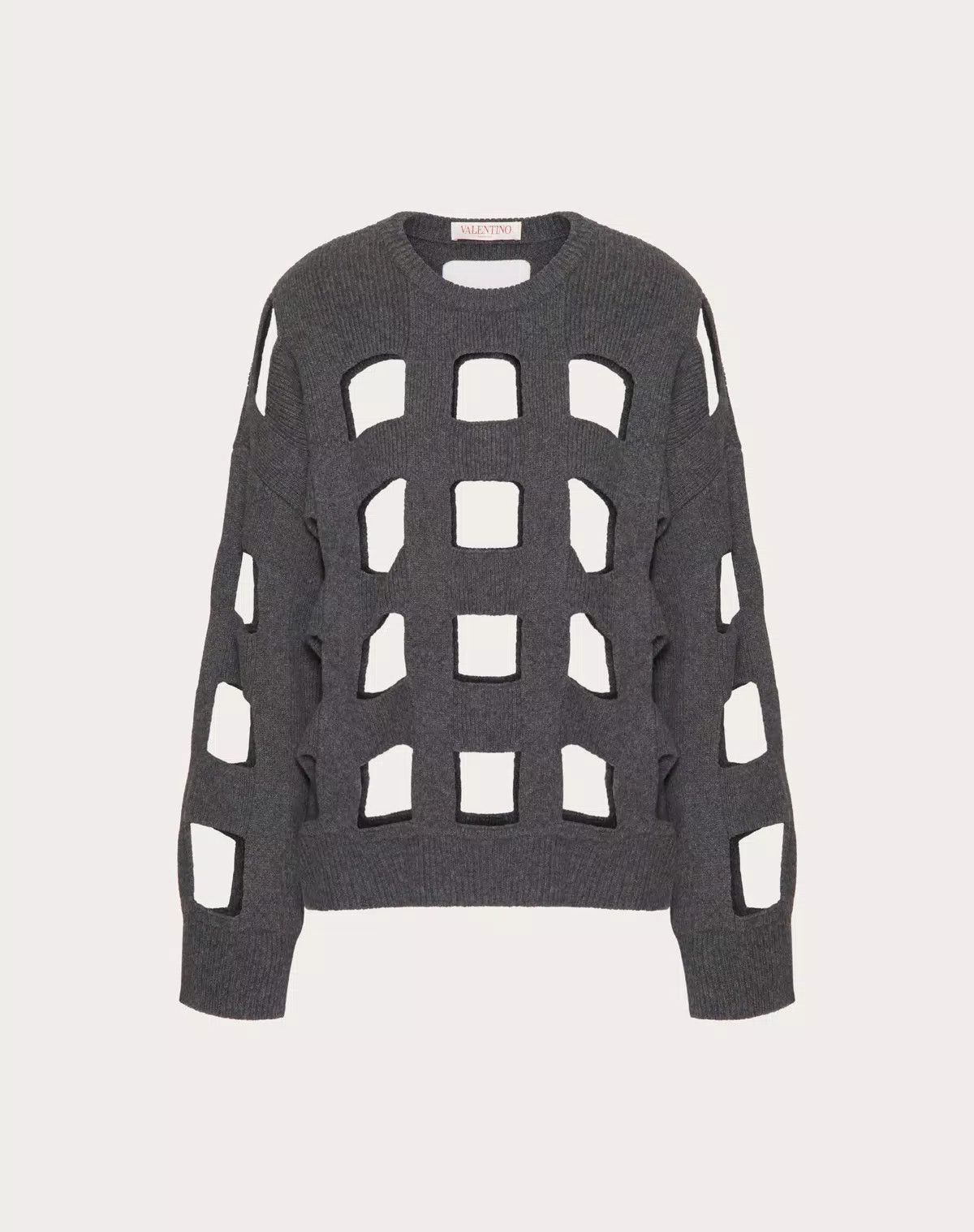 Valentino o1s1wg110625 Wool Jumper in Grey/White Size M / US 6-8 / IT 42-44 - 1 Thumbnail