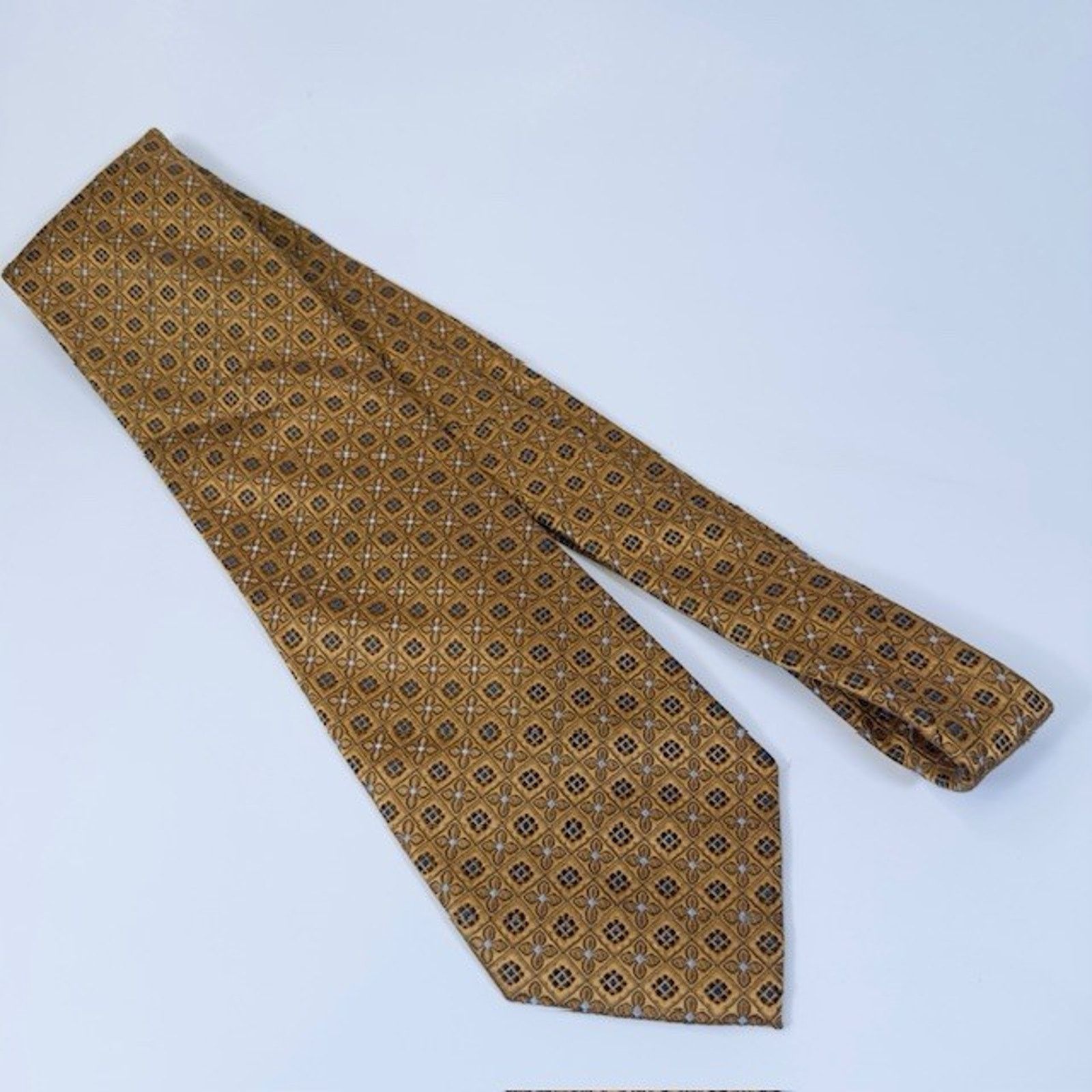 Other Eagle Neck Tie Silk Hand Made Gold Floral Geometric Corpcore Size ONE SIZE - 8 Thumbnail