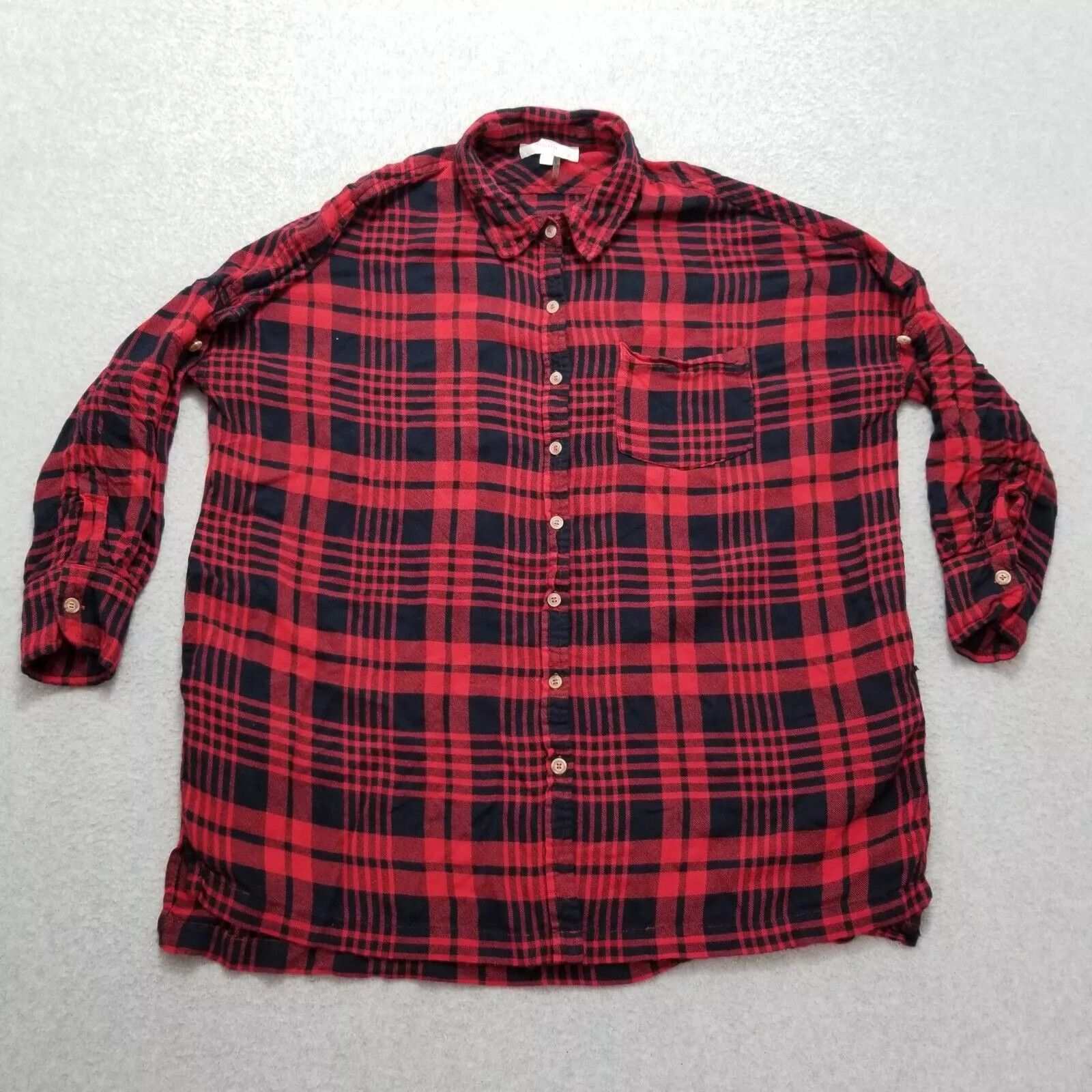 Other Entro Shirt Womens Small Red Plaid Button Up Oversized Size S / US 4 / IT 40 - 1 Thumbnail