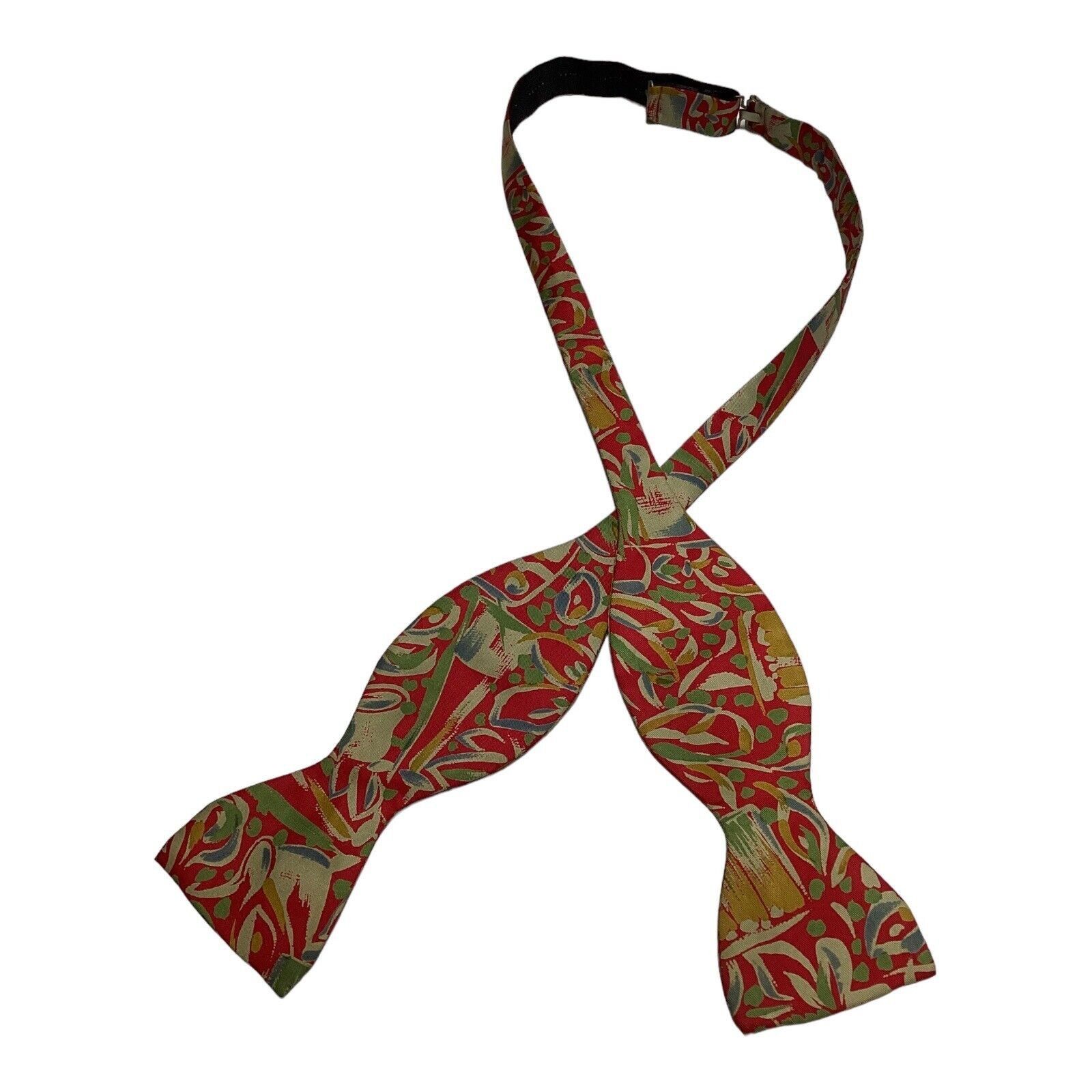 Other TIE RACK Red Art Print Adjustable Self Bow Tie Silk W: 2.2" Size ONE SIZE - 4 Thumbnail