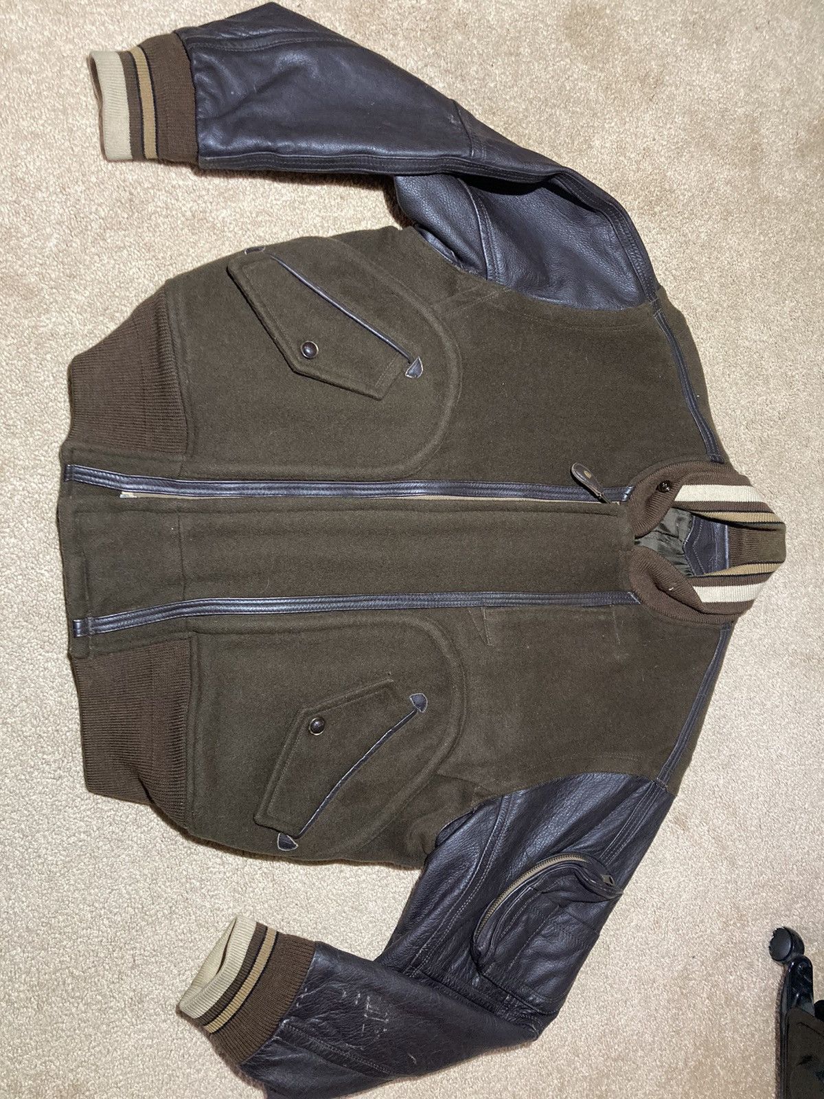 Japanese Brand FW89 Monsieur Nicole Leather Varsity Aviator Jacket 1989 90s Size US M / EU 48-50 / 2 - 3 Thumbnail