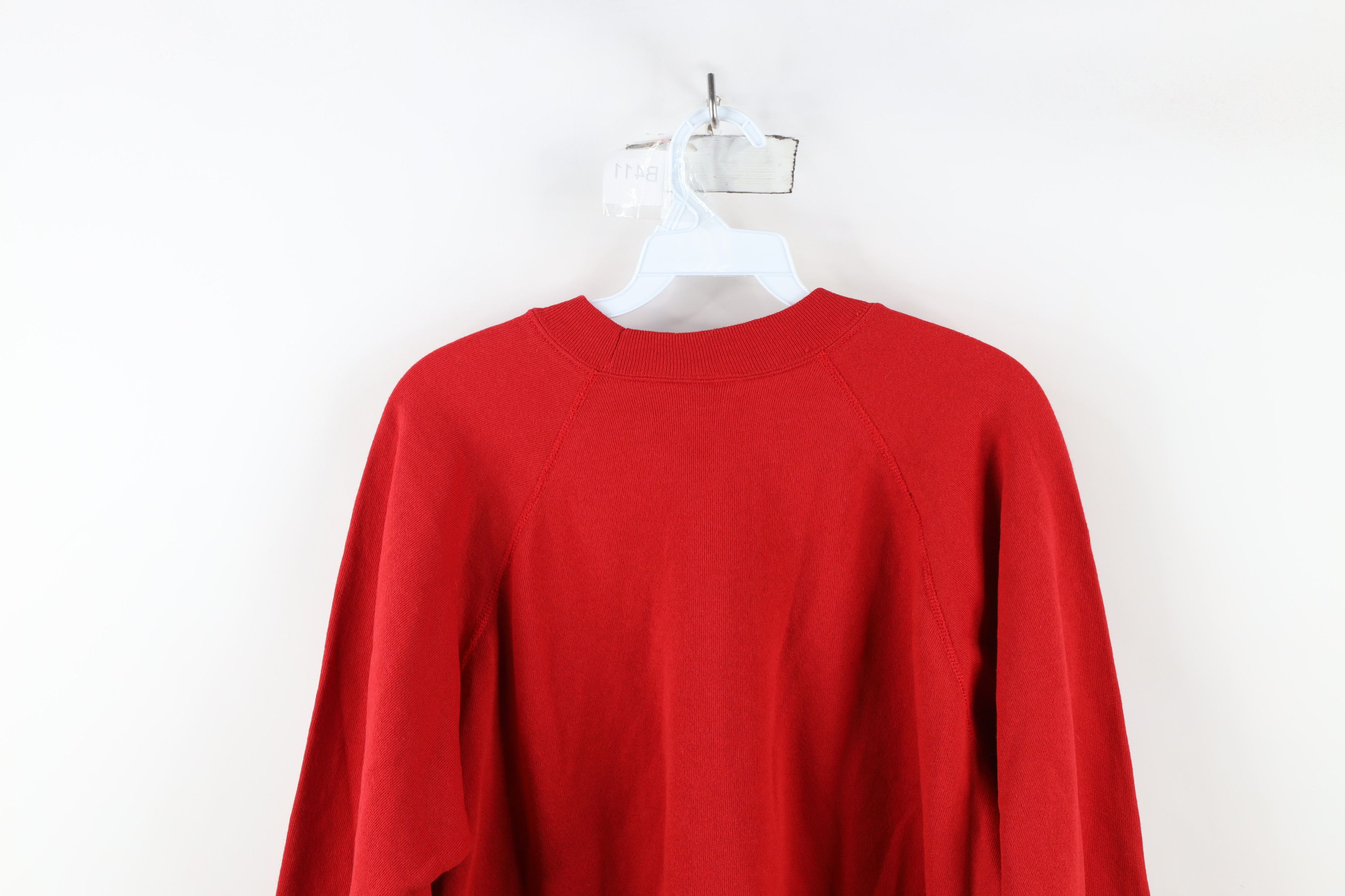 Vintage Vintage 90s Streetwear Blank Crewneck Sweatshirt Red USA Size US L / EU 52-54 / 3 - 10 Thumbnail