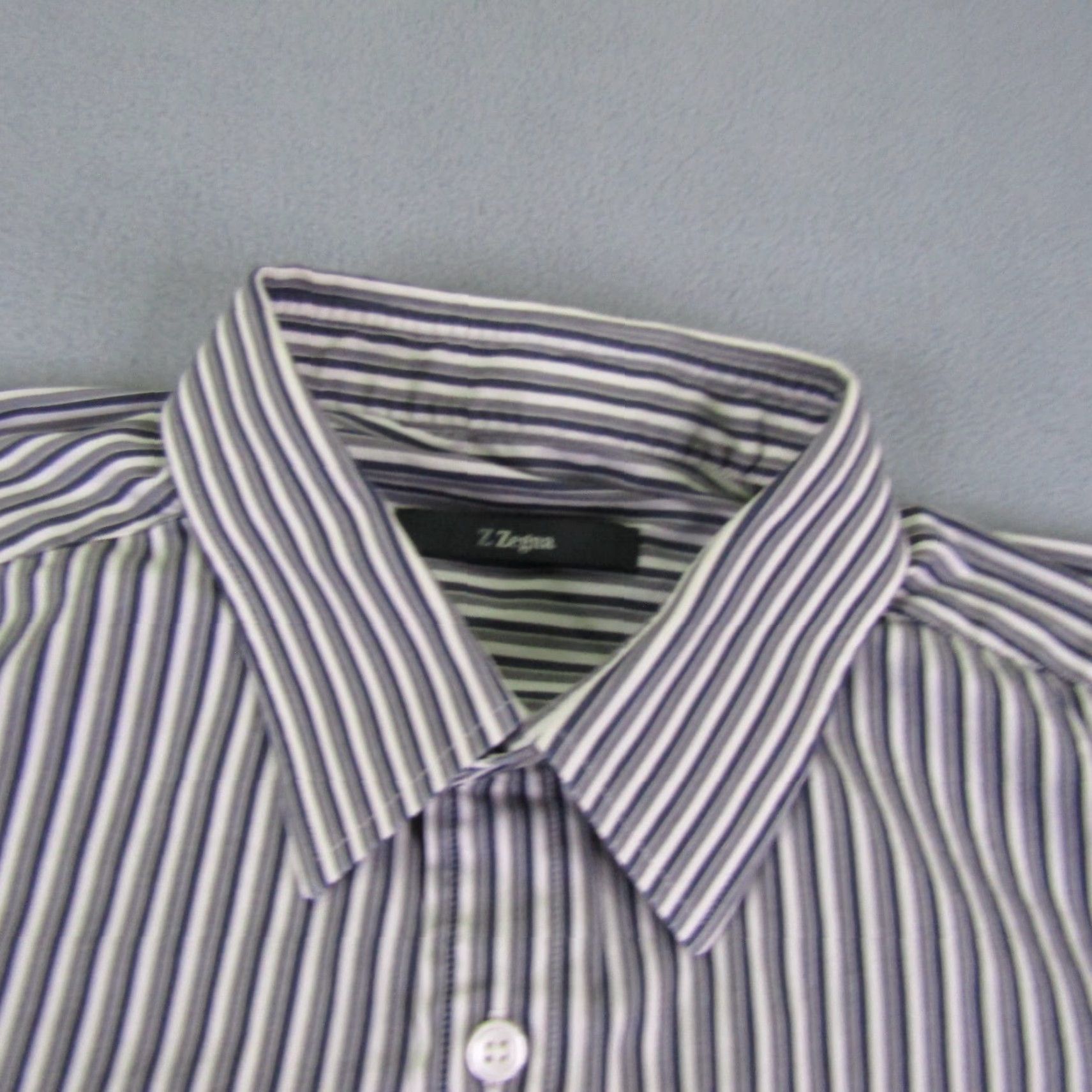 Ermenegildo Zegna VINTAGE Ermenegildo Zegna Shirt Mens Larg eGray White Stripes Button Up Performance Flex 16 Drop 8 Size US L / EU 52-54 / 3 - 2 Thumbnail