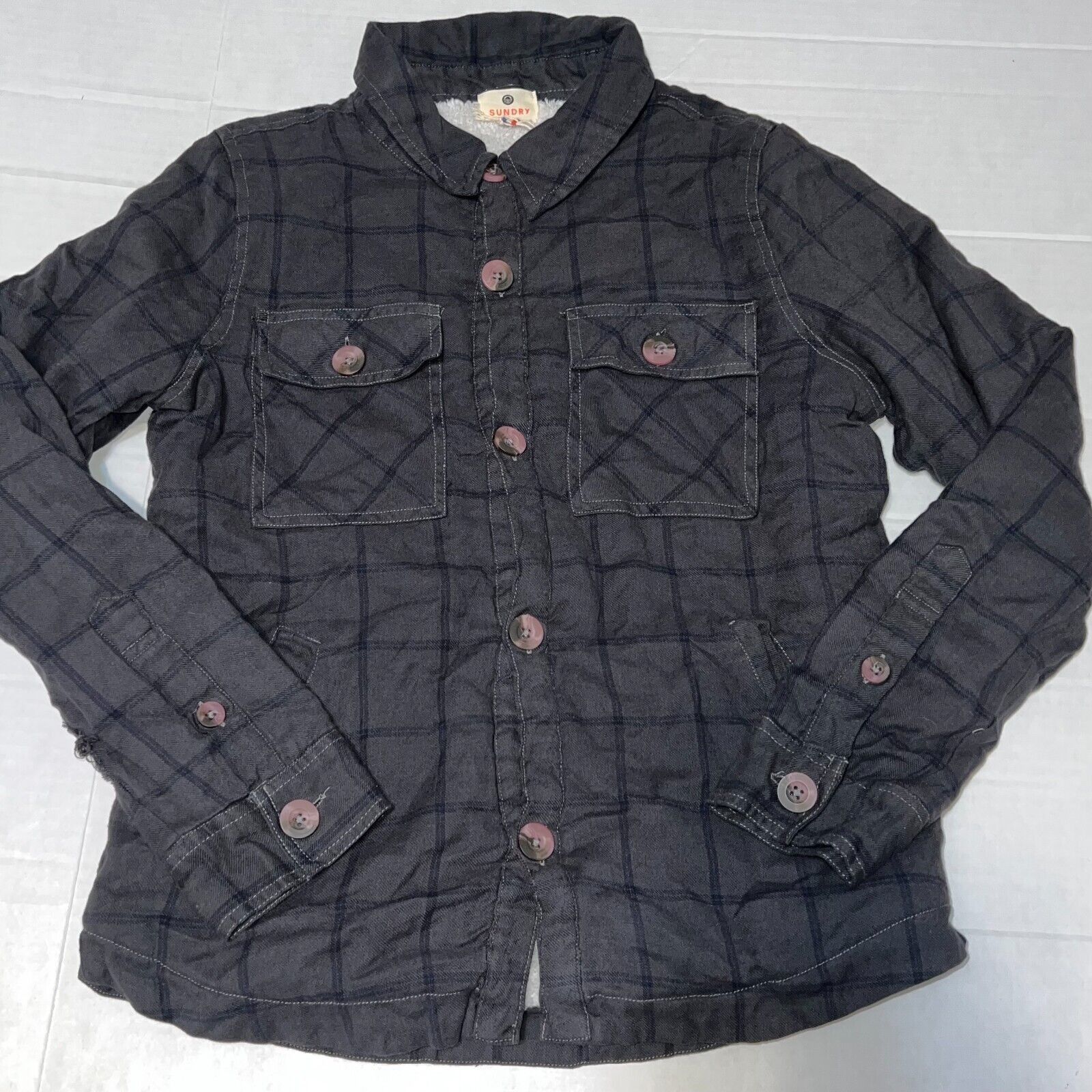 Sundry Sundry Women’s Grey Sherpa Lined Shirt Plaid Size 1 Small Size S / US 4 / IT 40 - 1 Thumbnail