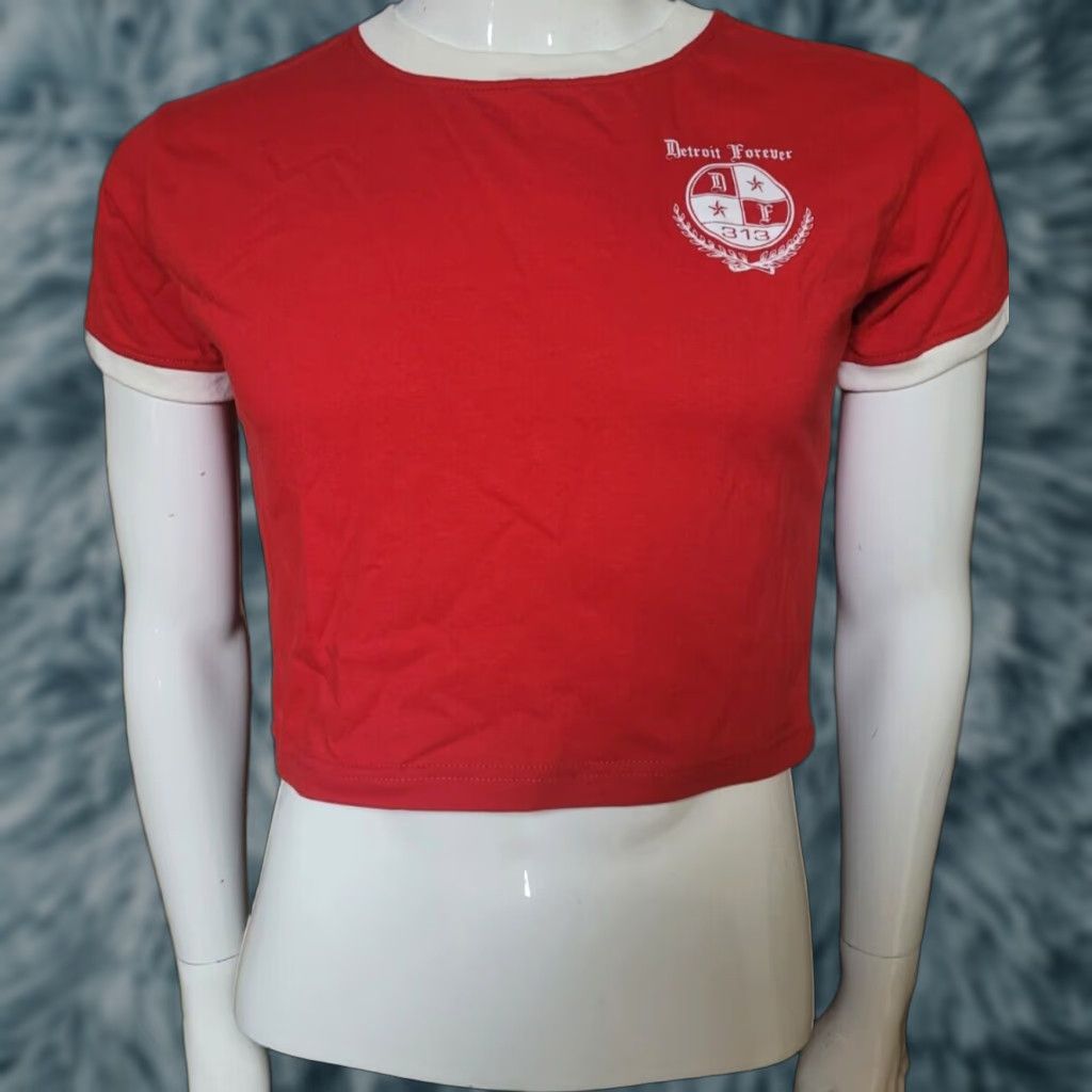Forever 21 Womens Jrs Medium Detroit Forever 313 Cropped Ringer T Shirt NEW NWT Shirt Red Crew Neck Short Sleeve City Hip Hop 313 Mens Womens? Size M / US 6-8 / IT 42-44 - 1 Thumbnail