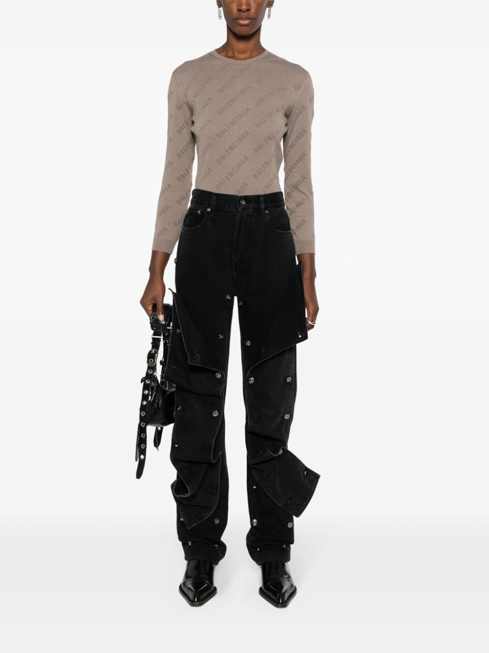 Balenciaga o1y0625 Logo Sweater in Taupe Size L / US 10 / IT 46 - 5 Thumbnail