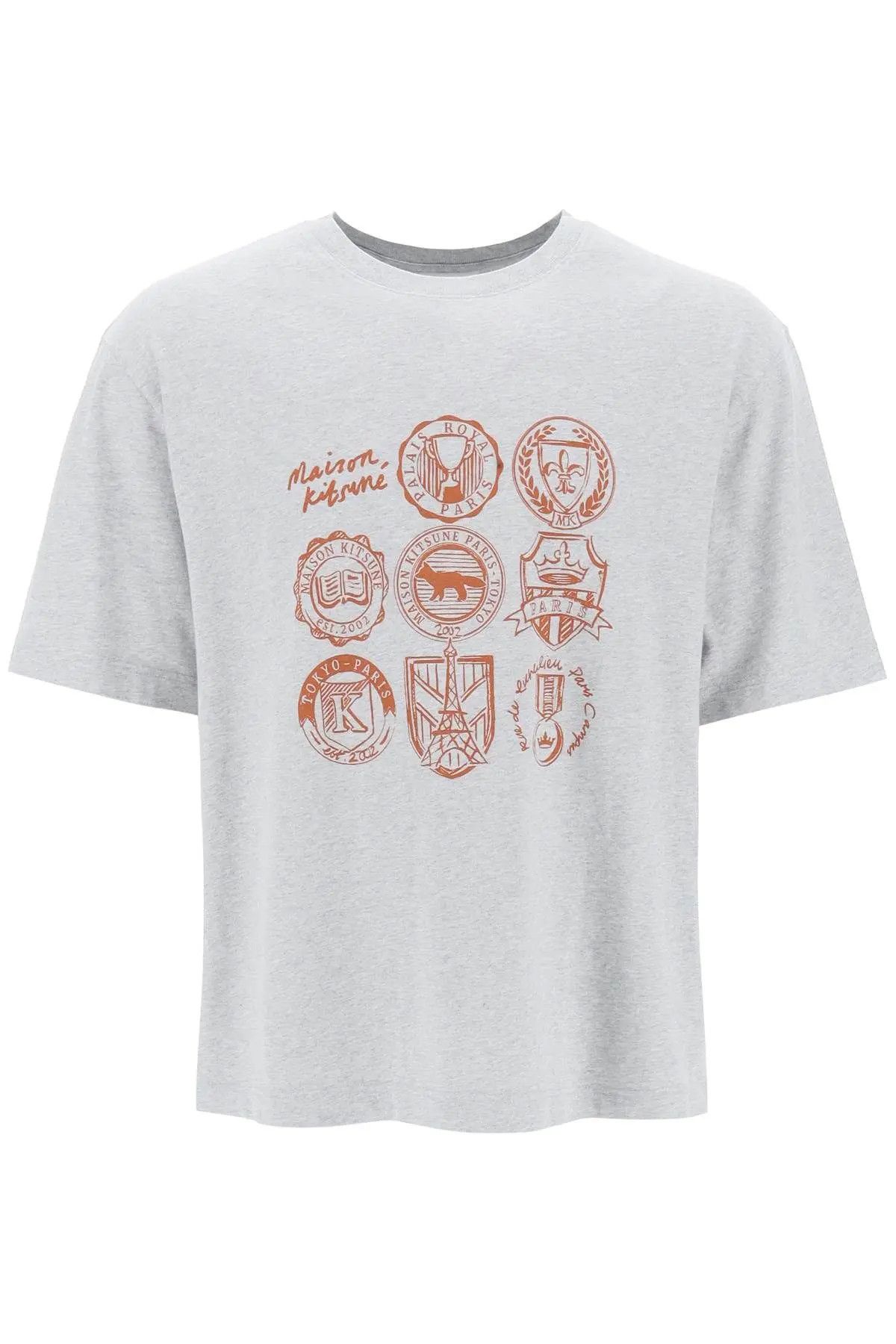 image of Maison Kitsune O1S22I1N0324 Ivy League Maxi T-Shirt In Grey, Men's (Size Large)