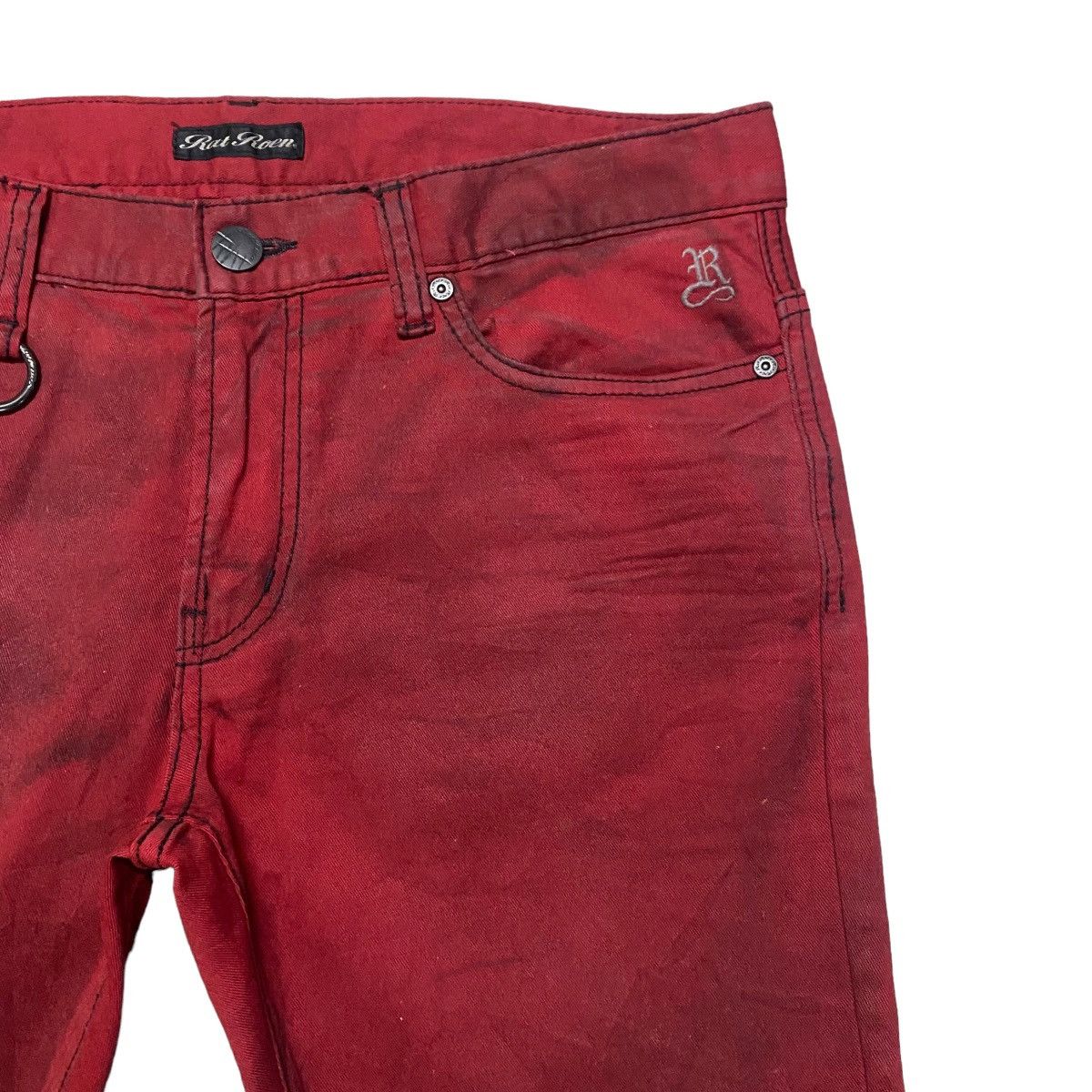Roen RAT ROEN Blood Red Waxed Skinny Jeans Size US 32 / EU 48 - 5 Thumbnail