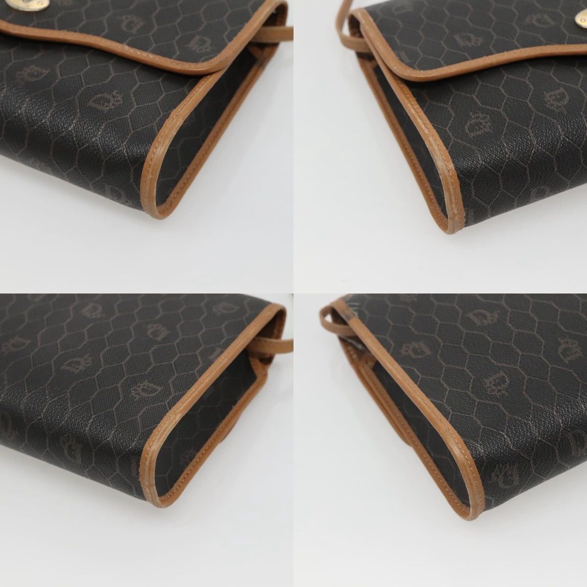 Dior DIOR Honeycomb Canvas Shoulder Bag Pvc Black Gold Size ONE SIZE - 10 Thumbnail