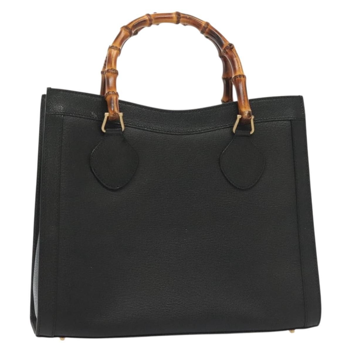 GUCCI Bamboo Hand Bag Leather Black Gold 002 2122 002 2122