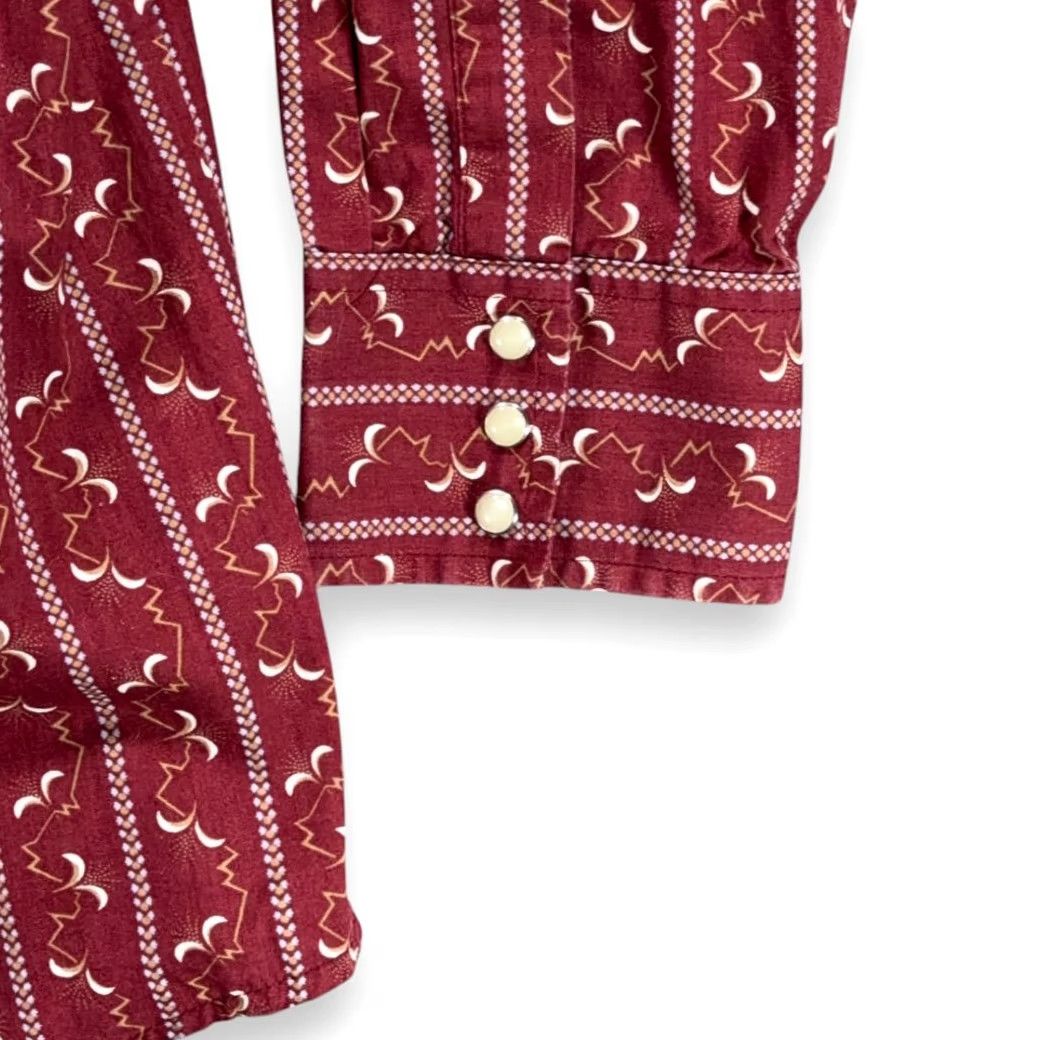 Wrangler Wrangler Western Shirt Adult LARGE Red Striped Geometric Pearl Snap Cowboy Rodeo Size US L / EU 52-54 / 3 - 5 Thumbnail
