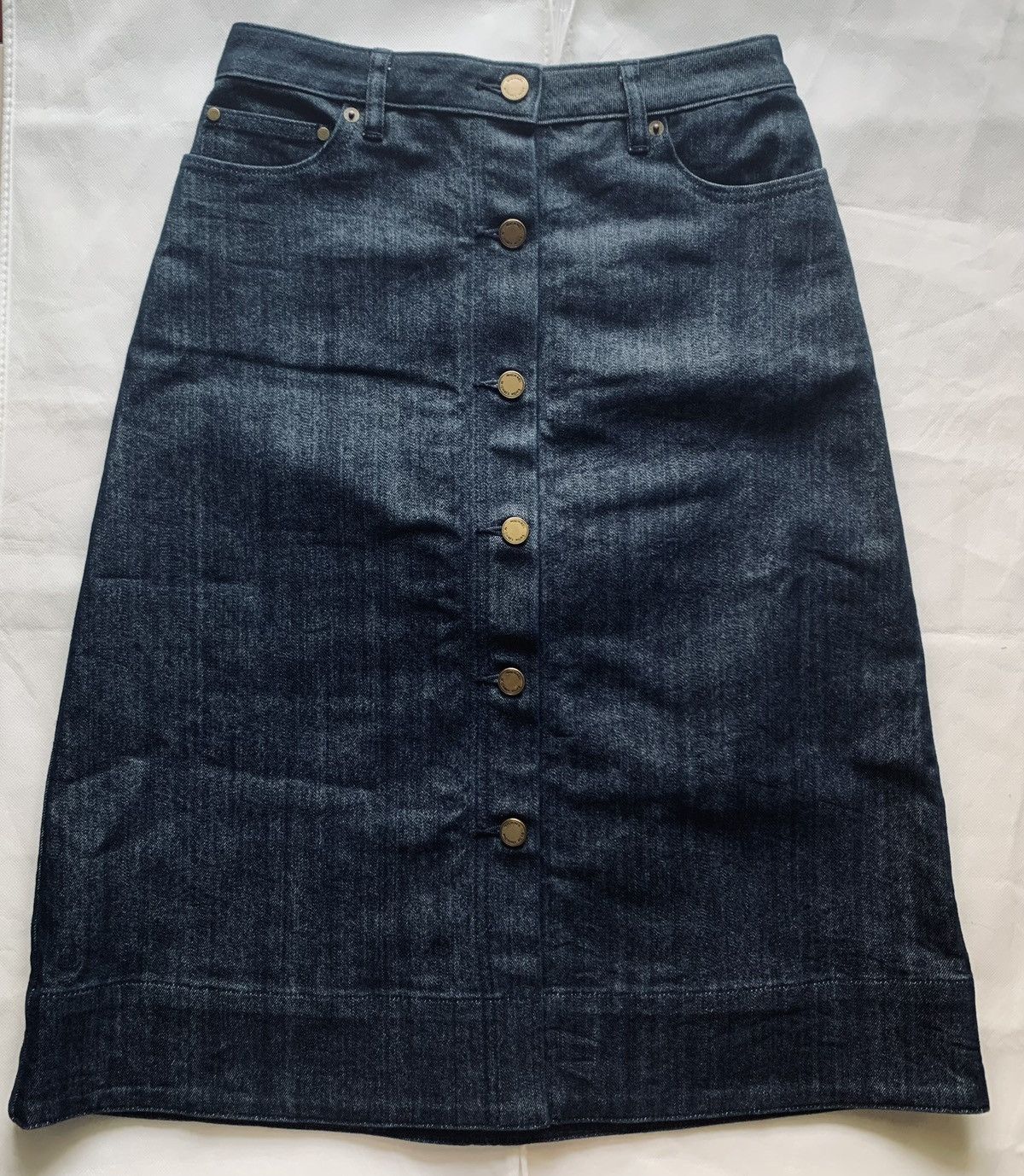 Michael Kors Michael Kors Dk Blue High Rise Button Down A Line Skirt 2 Size 26" / US 2 / IT 38 - 1 Thumbnail