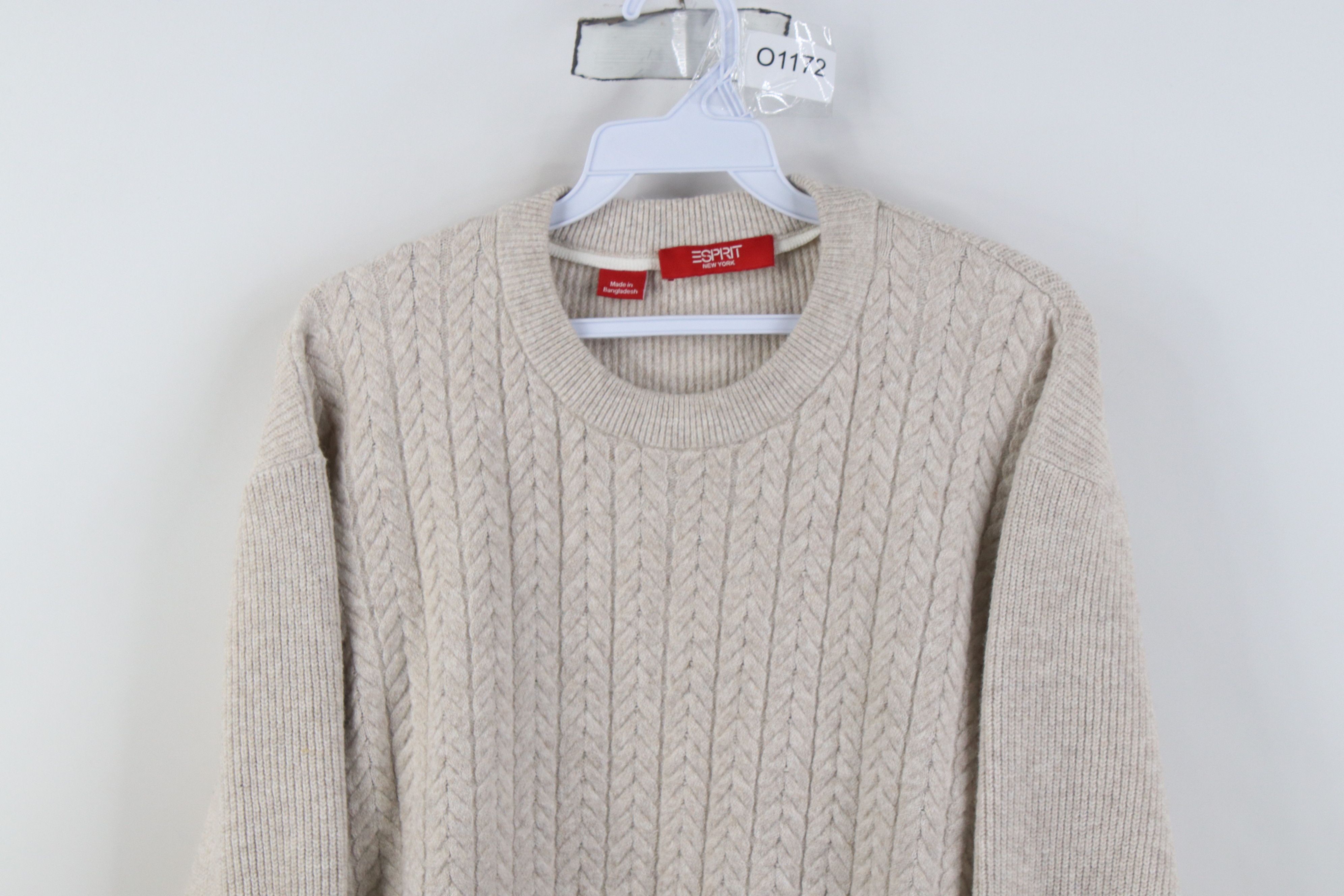Esprit Vintage Y2K Esprit Blend Ribbed Cable Knit Sweater Stone Size US XL / EU 56 / 4 - 2 Thumbnail