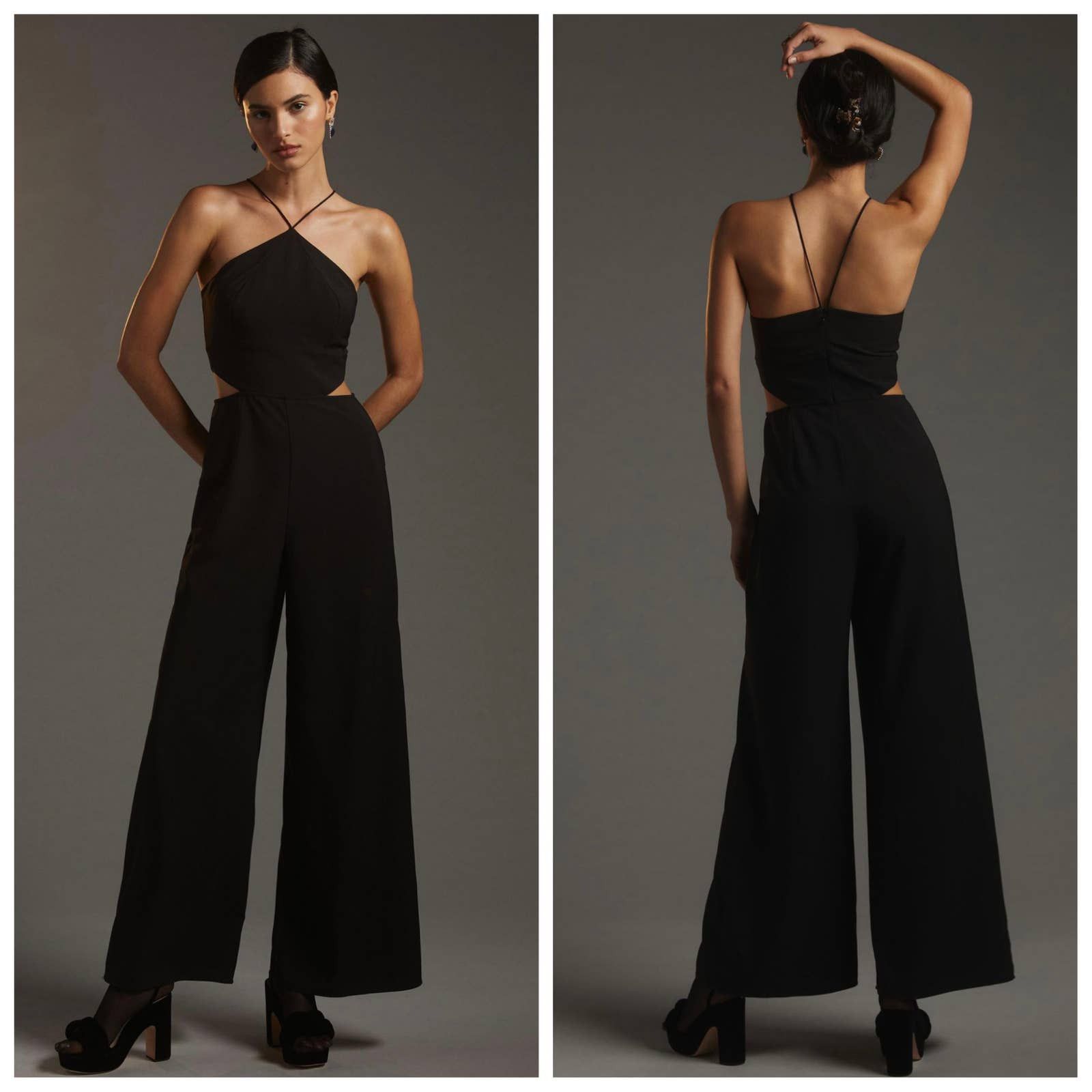 Anthropologie NEW Anthropologie Hutch Cut Out Wide-Leg Jumpsuit Black ...