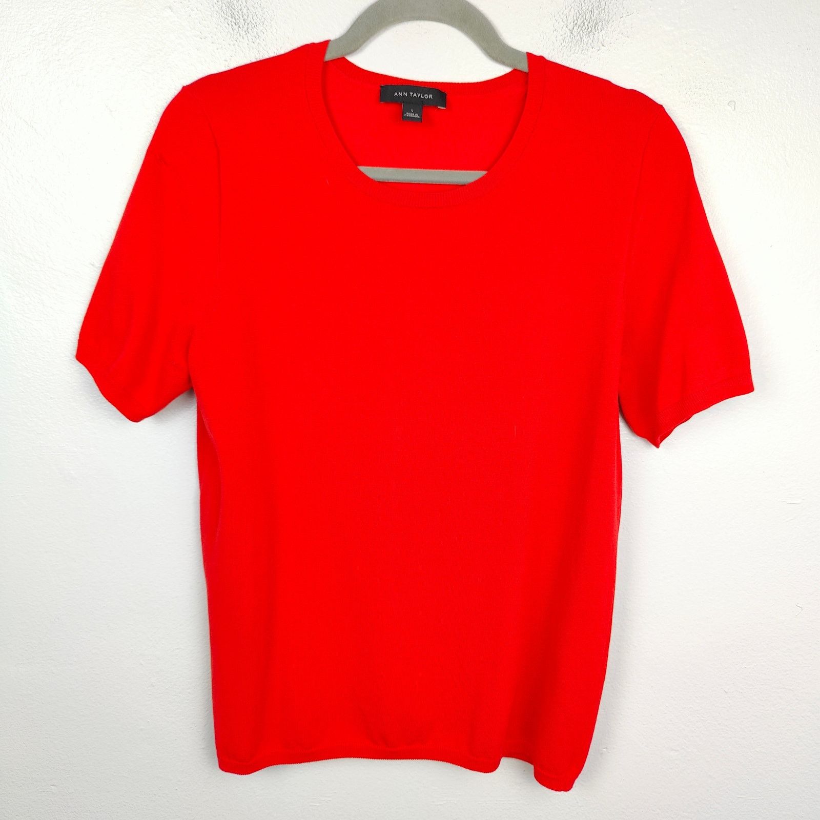 Ann Taylor Ann Taylor Short Sleeve Sweater Womens Large Red Size L / US 10 / IT 46 - 1 Thumbnail