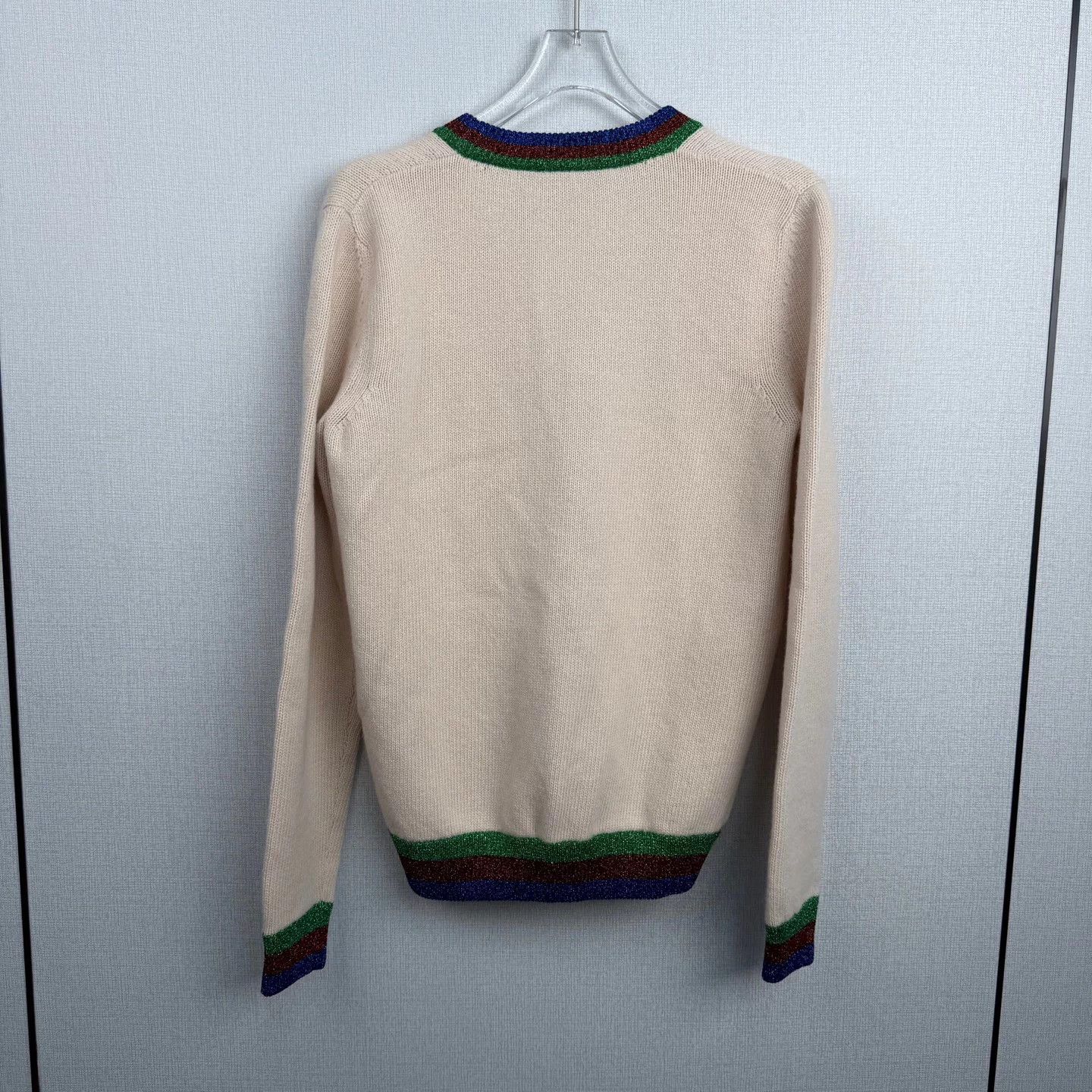 Gucci Gucci Beige Embroidered Rabbit Logo Wool Cardigan Size S / US 4 / IT 40 - 2 Thumbnail