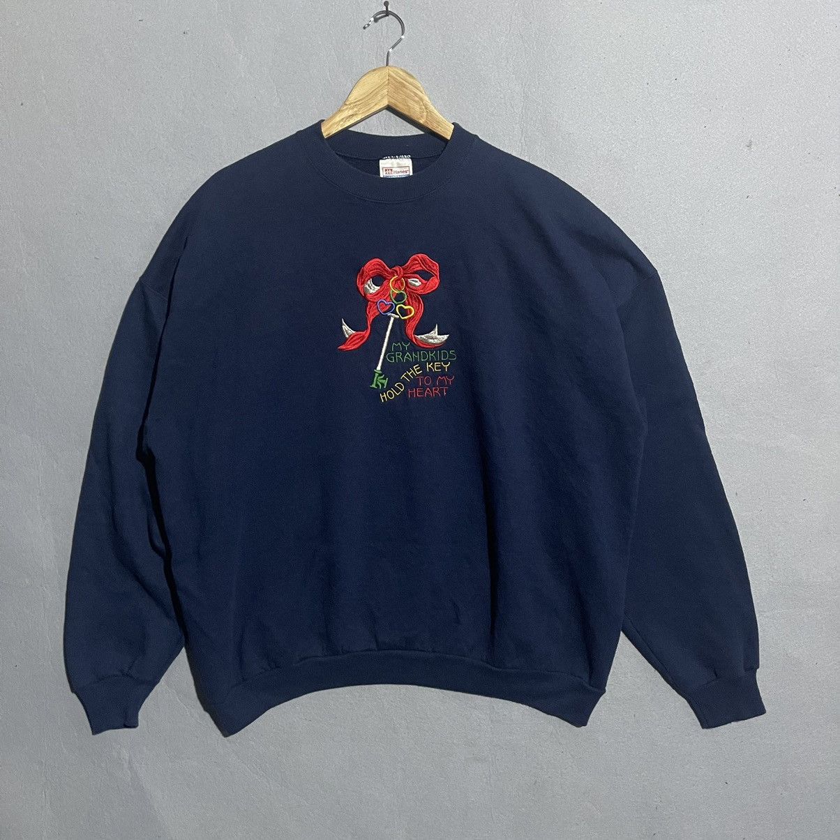 Hanes Vintage 90s Hanes Sweatshirt “My Grandkids Hold the Key’ Size US XL / EU 56 / 4 - 1 Thumbnail