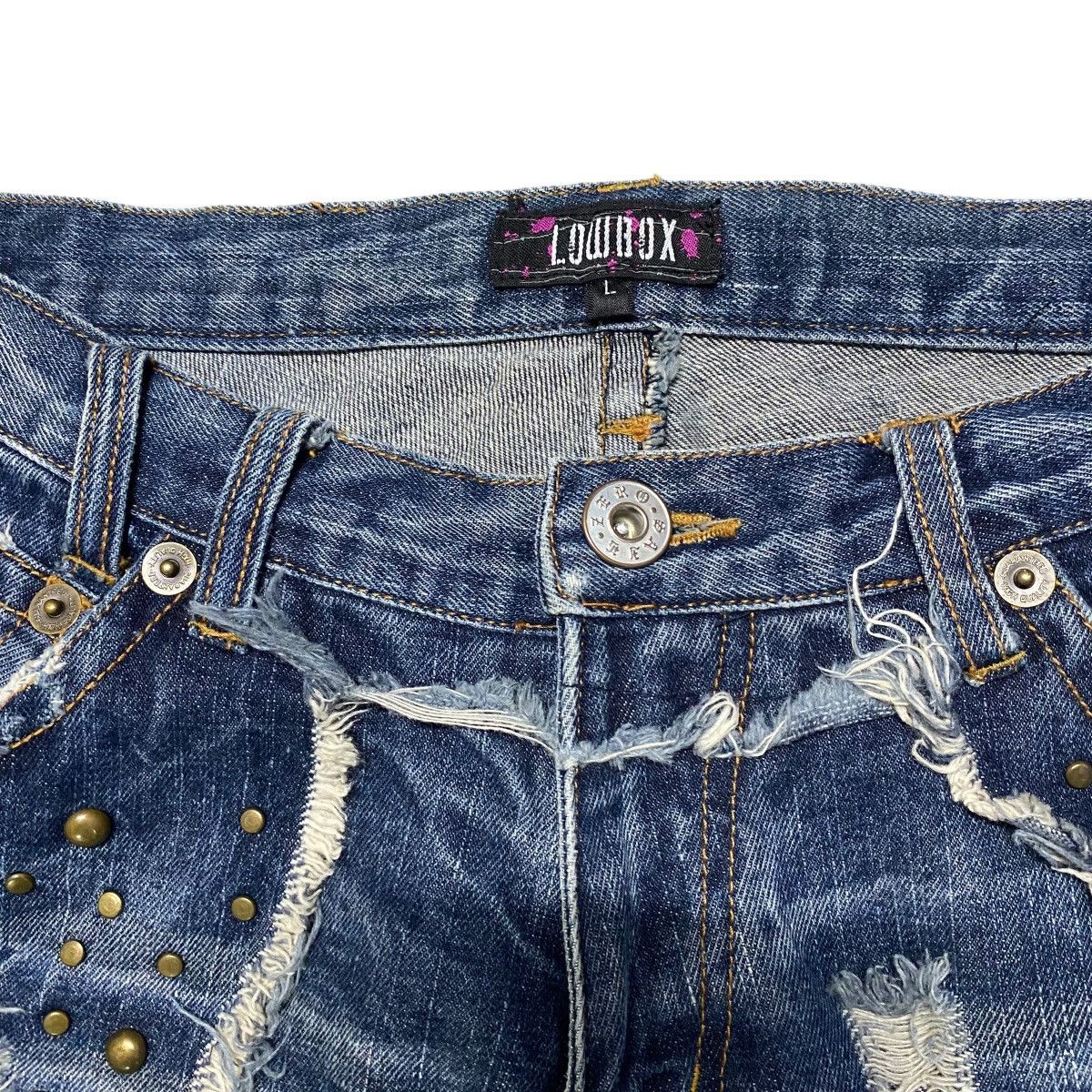 LOWBOX LOWBOX Denim Low Rise Flare Jeans Studded Size US 31 - 10 Thumbnail