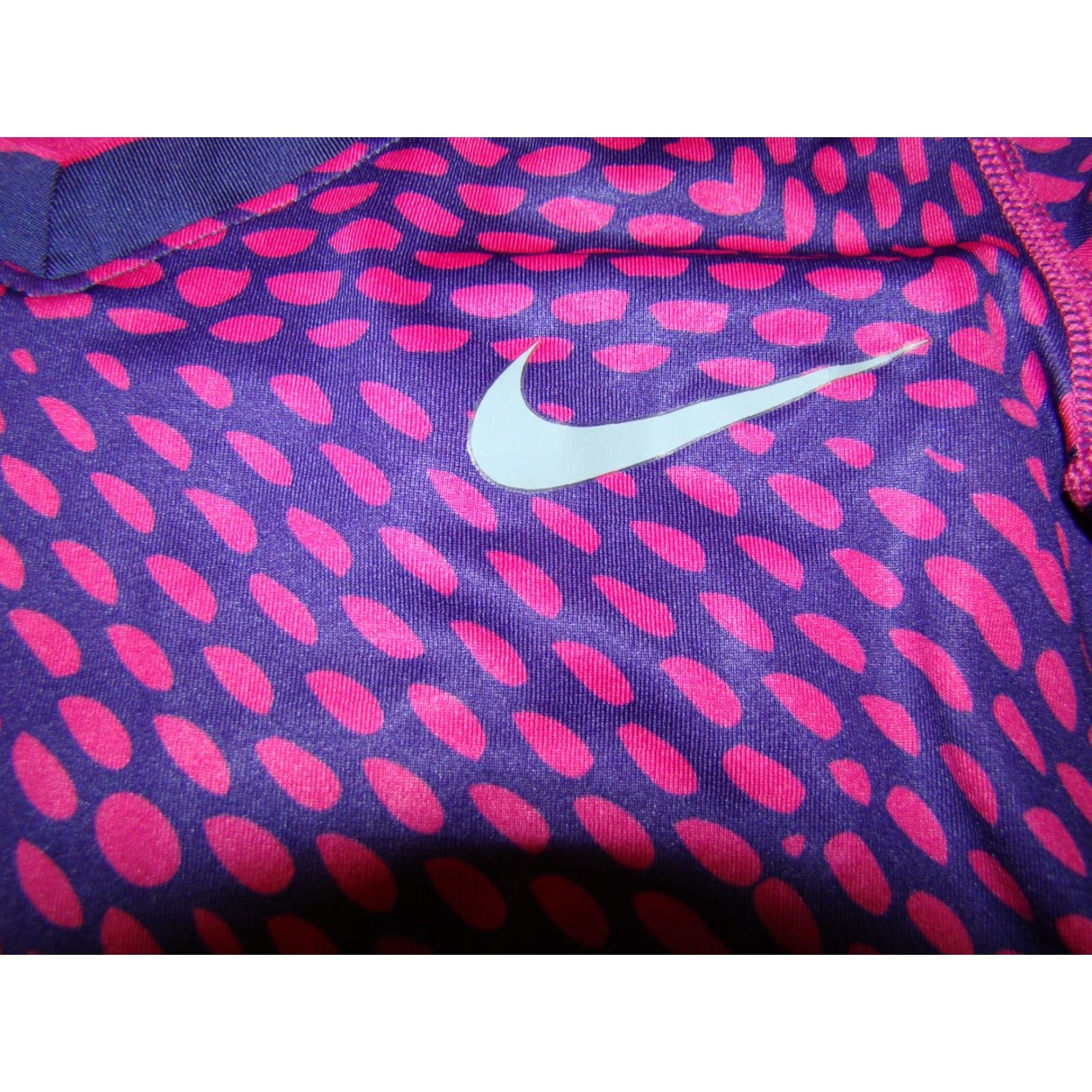 Nike Nike Pro Dri-Fit Womens XS Long Sleeve V-Neck Purple Pink Geometric Fitted Top Size XS / US 0-2 / IT 36-38 - 3 Thumbnail