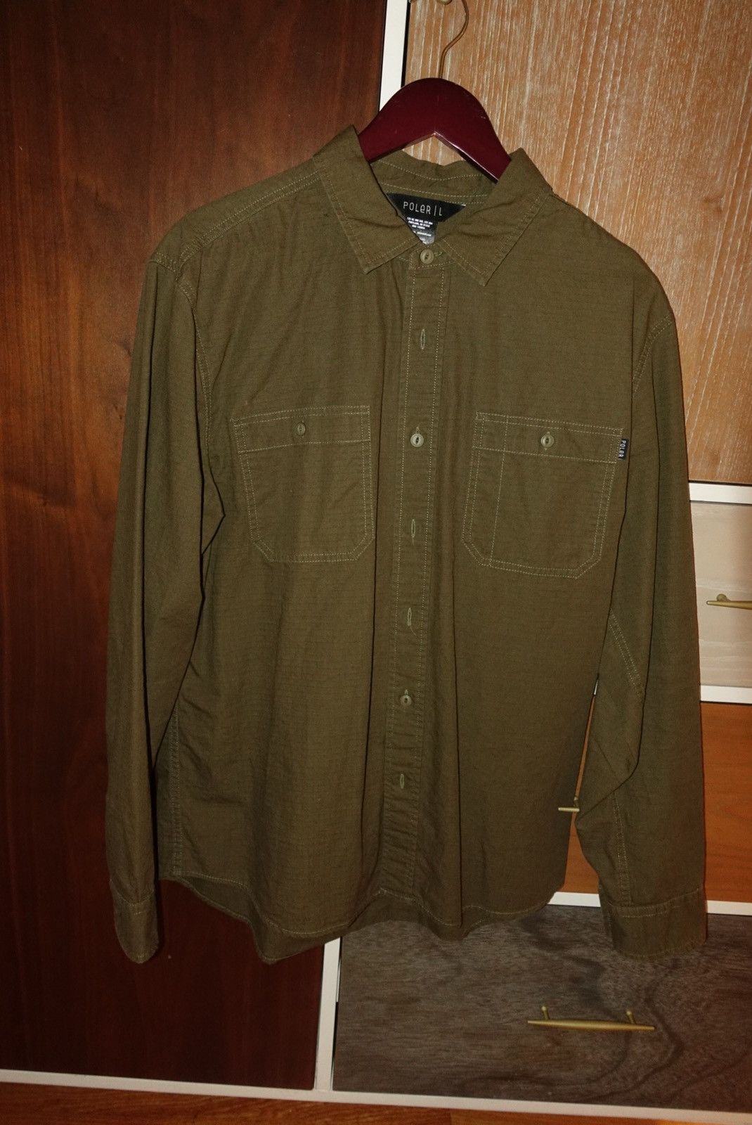 Poler Poler Stuff men’s green button up shirt woven casual fishing Size US L / EU 52-54 / 3 - 1 Thumbnail