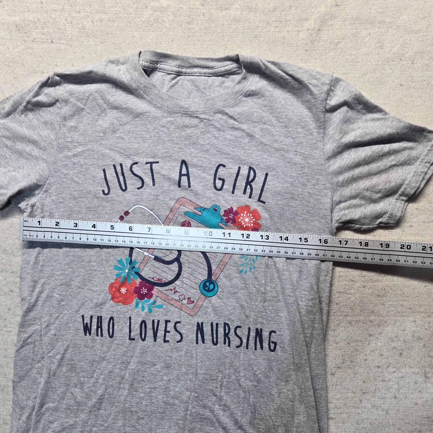 Vintage Just A Girl Who Loves Nursing Tee Shirt Short Sleeve Adult Women's L Gray Cotton T-Shirt Nursing Shirt Womens L 90s? Size L / US 10 / IT 46 - 3 Thumbnail