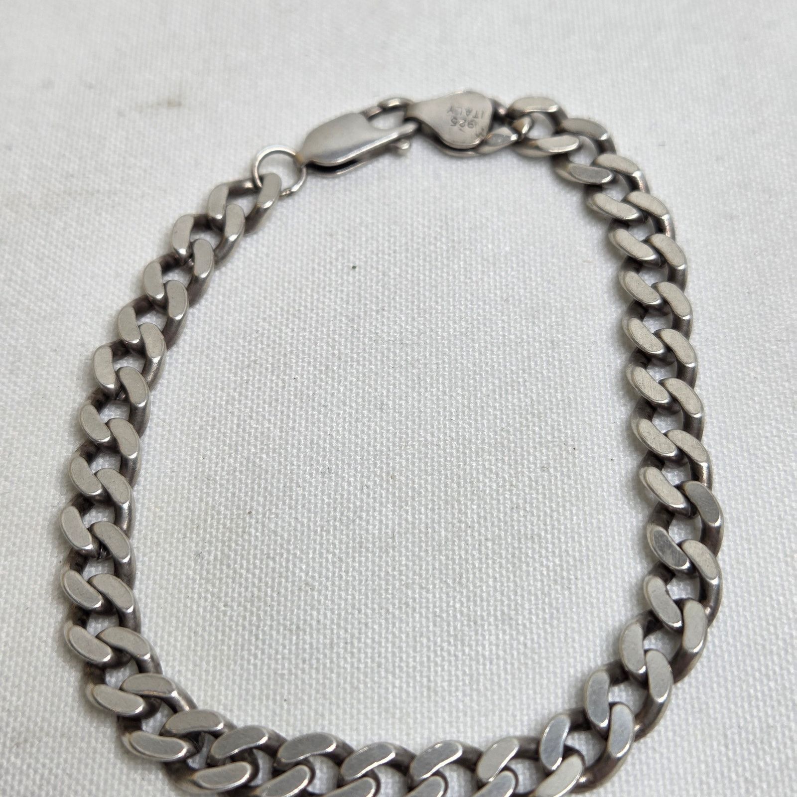 Sterling Silver Sterling Silver Curb Chain Bracelet Italy .925 7.5" Size ONE SIZE - 2 Thumbnail
