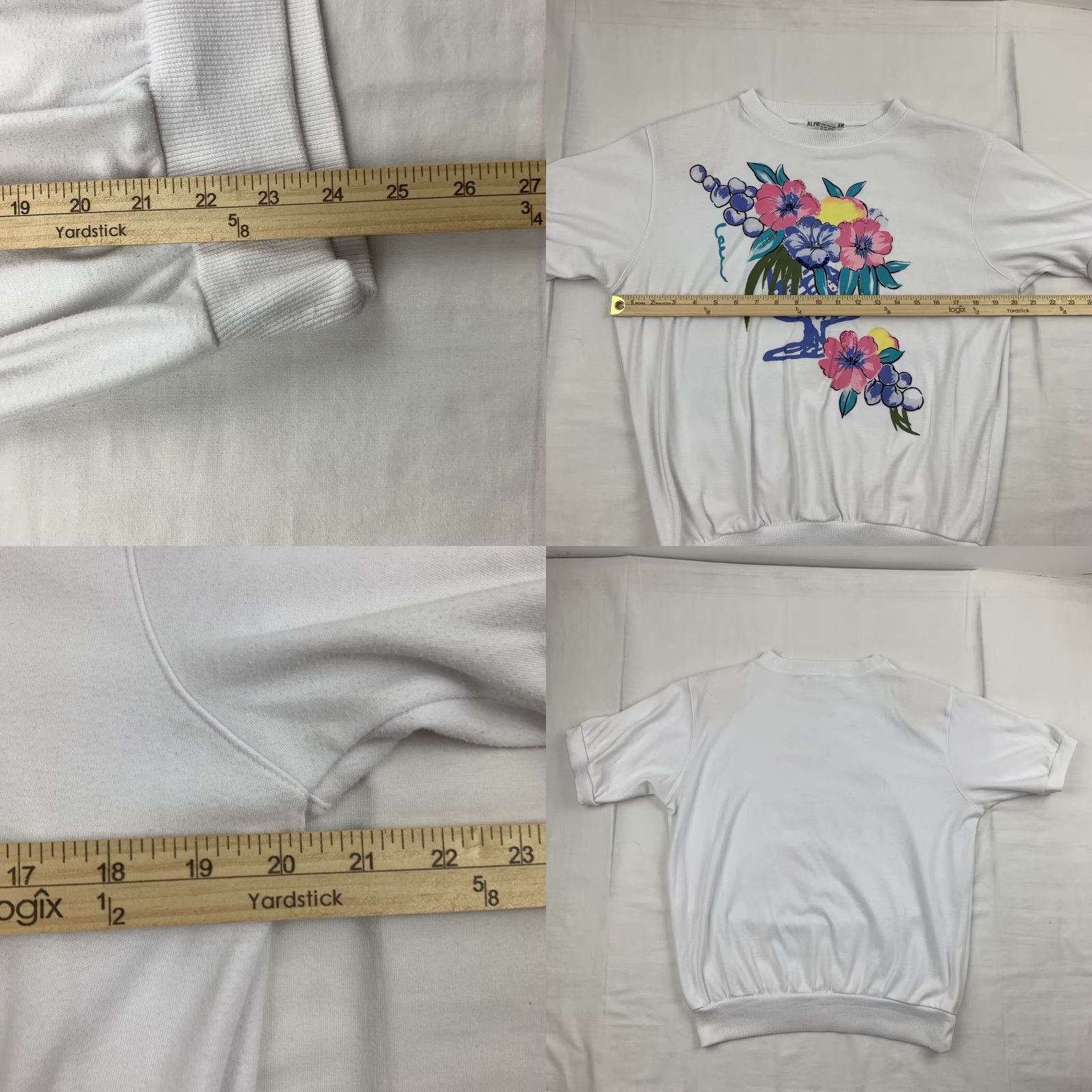 Vintage VINTAGE Alfred Dunner Sweatshirt Womens Small White Flowers Short Sleeve Pullover Preppy 90s Womens Size S / US 4 / IT 40 - 8 Thumbnail