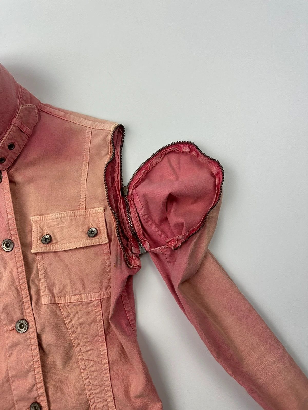 Dolce & Gabbana Dolce Gabbana SS2004 Detachable Pink Faded Zip Denim Jacket Size S / US 4 / IT 40 - 10 Thumbnail