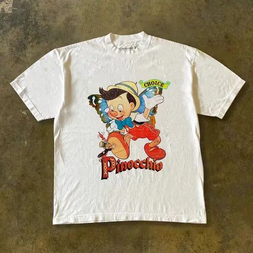 Vintage Natsuko x Hino White casual retro Pinocchio print t-shirt Size US L / EU 52-54 / 3 - 1 Thumbnail