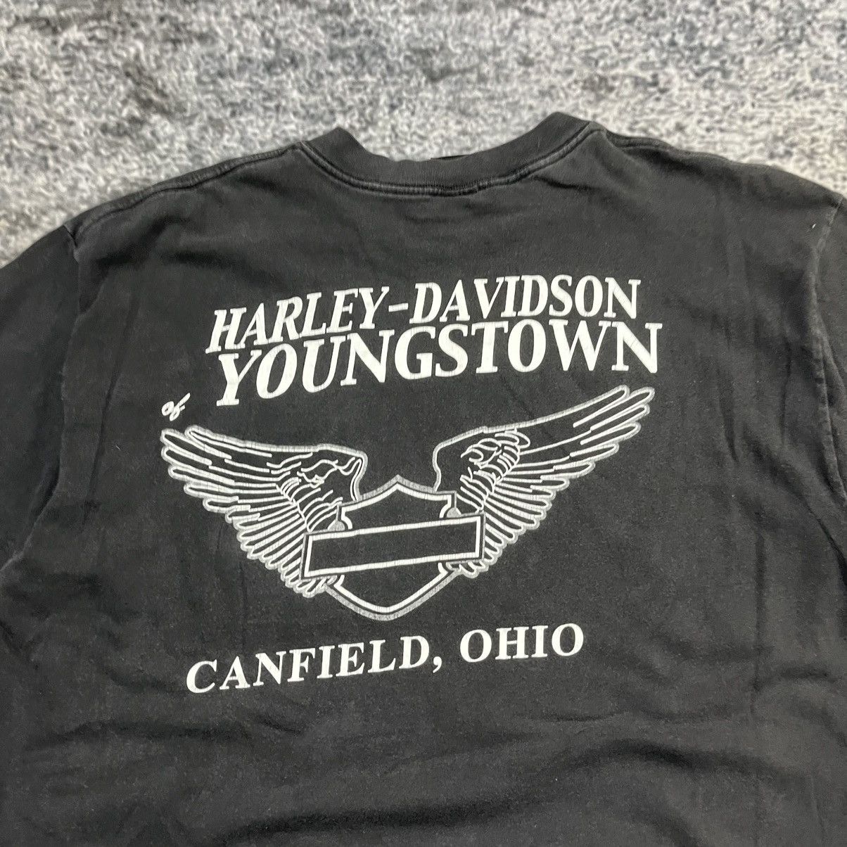 Harley Davidson VINTAGE BLACK FADED HARLEY DAVIDSON DISTRESSED POCKET TEE Size US XL / EU 56 / 4 - 7 Thumbnail