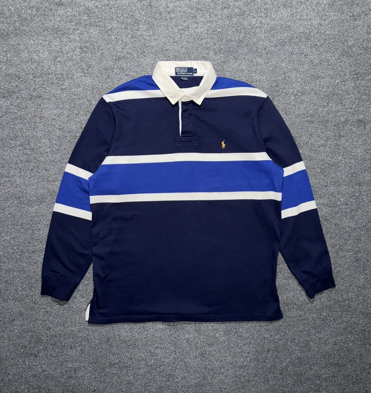 Polo Ralph Lauren Polo Ralph Lauren Blue Stripe Rugby Shirt L Size US L / EU 52-54 / 3 - 1 Thumbnail