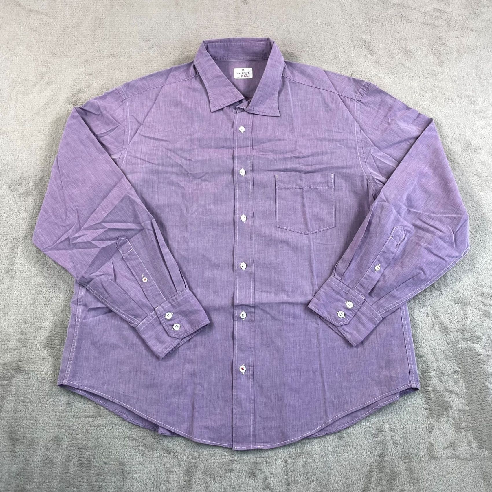Hartford Hartford Shirt Men 2XL Lavender Long Sleeve Pocket Designer Preppy Size US XXL / EU 58 / 5 - 3 Thumbnail