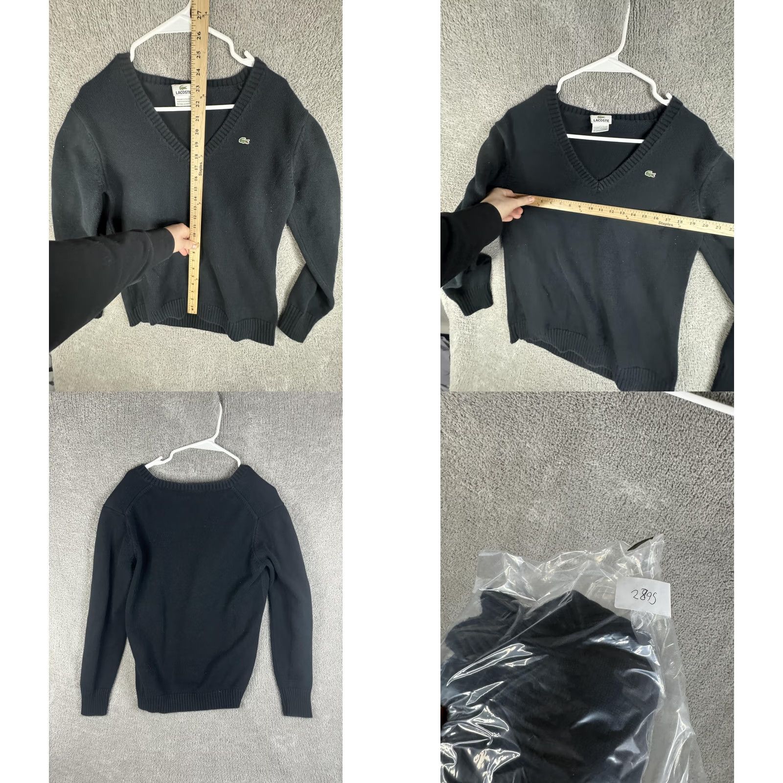 Lacoste Lacoste Sweater Mens Medium Black V-Neck Pullover Knit Croc Logo Size US S / EU 44-46 / 1 - 8 Thumbnail