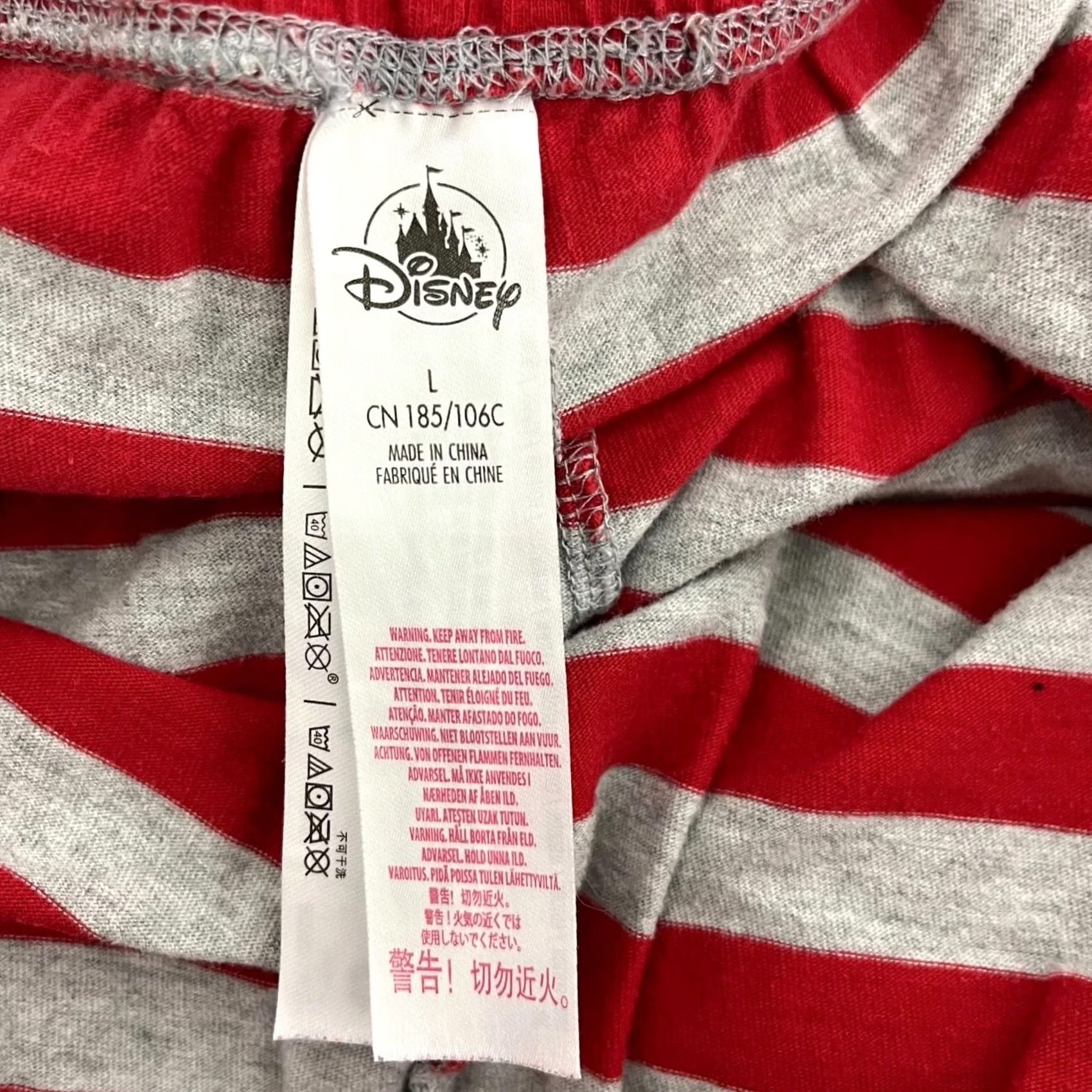 Disney Disney Pajama Pants Men L Red Striped Lightweight Cotton Blend Logo Adult Regular Size US 33 - 4 Thumbnail