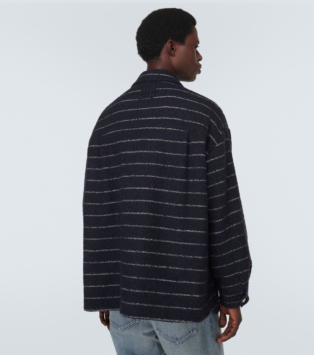 Miu Miu Miu Miu Striped Wool-Blend Bouclé Jacket in Blue Size US S / EU 44-46 / 1 - 2 Thumbnail