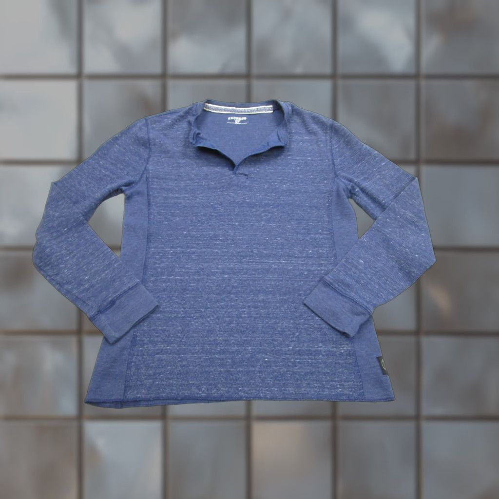 Express Express Waffle Shirt Mens Small Blue Long Sleeve Henley Thermal Tee Top Size US S / EU 44-46 / 1 - 1 Thumbnail