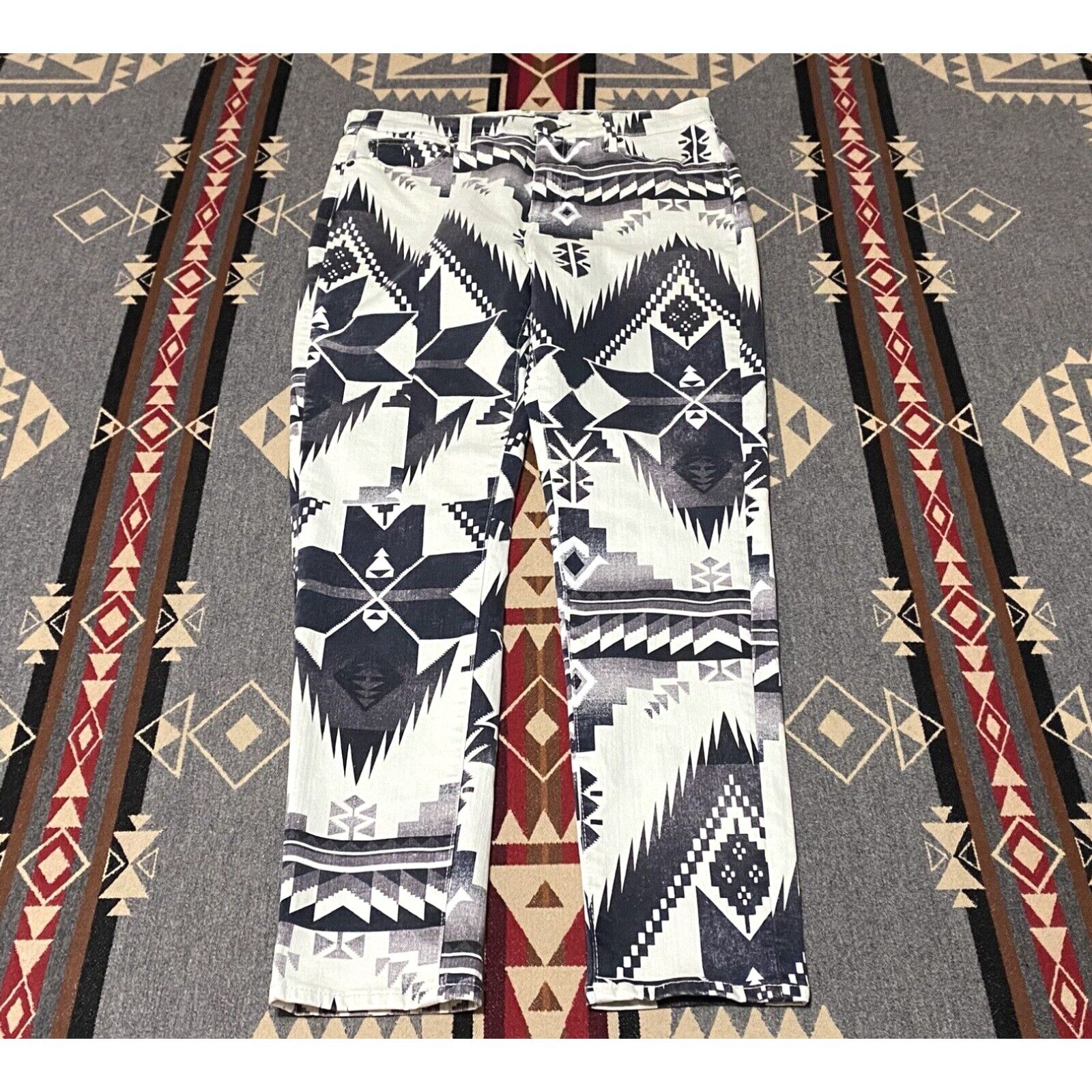 image of Polo Ralph Laurent Black White Aztec Tompkins Skinny Highrise Jean 29 NWOT T47, Men's