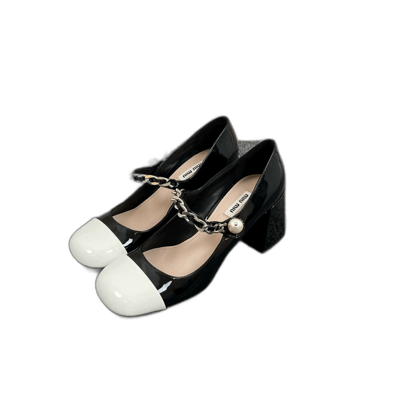Prada Miu Miu Black White Patent Mary Jane Heels-2506 Size US 8 / IT 38 - 1 Thumbnail