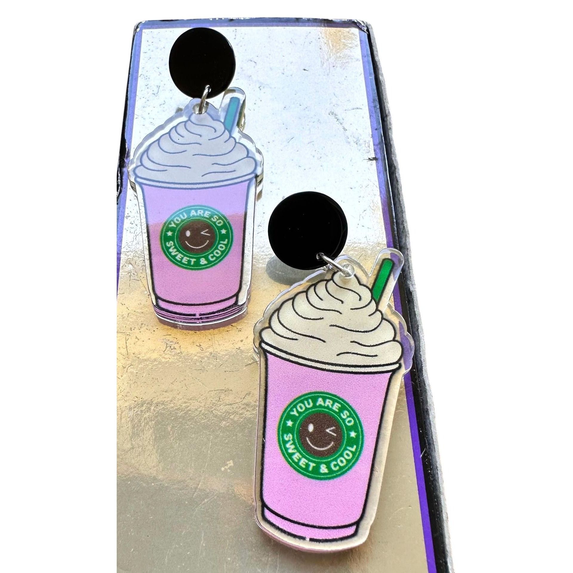 Handmade Cappuccino Coffee Earrings Pink Pup Cup Boat Drinks Cruise Size ONE SIZE - 9 Thumbnail