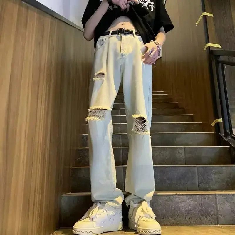 Japanese Brand Loose straight tube mud dyed ripped jeans Size US 32 / EU 48 - 6 Thumbnail