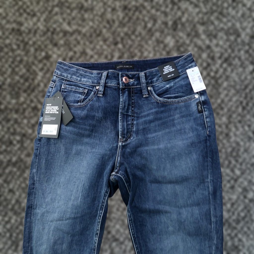 Silver Jeans Co. Silver Jeans Slim Skinny Crop Jeans Women's 30x26 Blue Denim NEW Slim Stretch Cotton Blend 5-Pocket Zippered Size 30" / US 8 / IT 44 - 1 Thumbnail