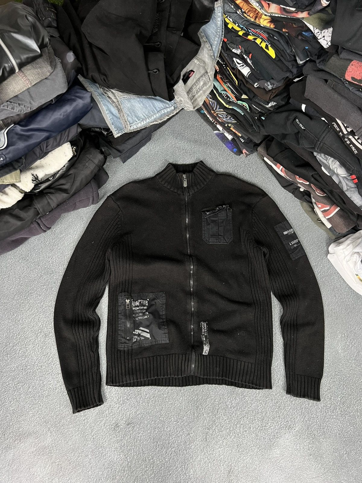 Japanese Brand Vintage 90's Japan Style Opium Milita ribbed Zip Sweater Y2K Size US XL / EU 56 / 4 - 1 Thumbnail