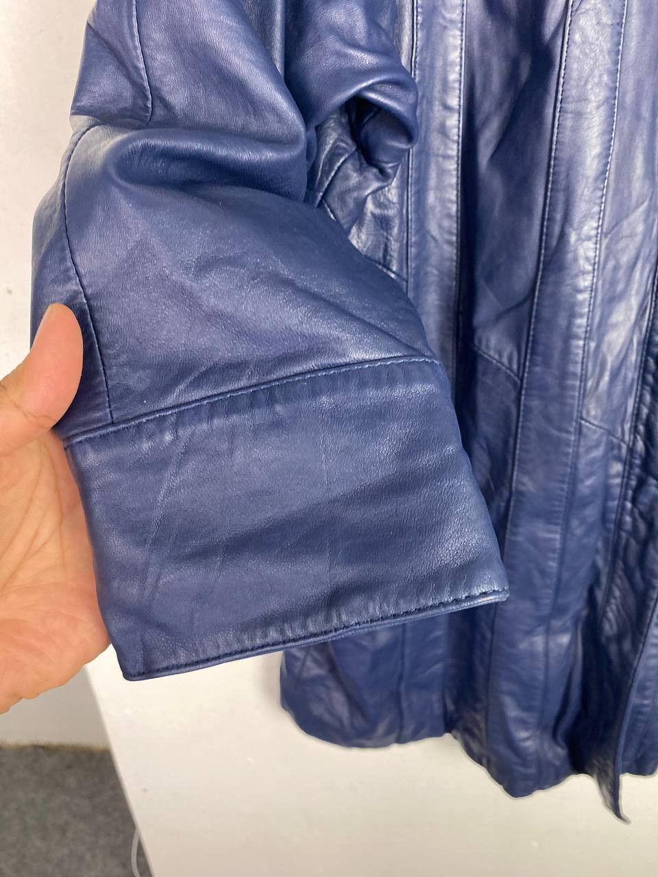 Japanese Brand vintage japanese brands long blue leather jacket nice design Size US L / EU 52-54 / 3 - 4 Thumbnail