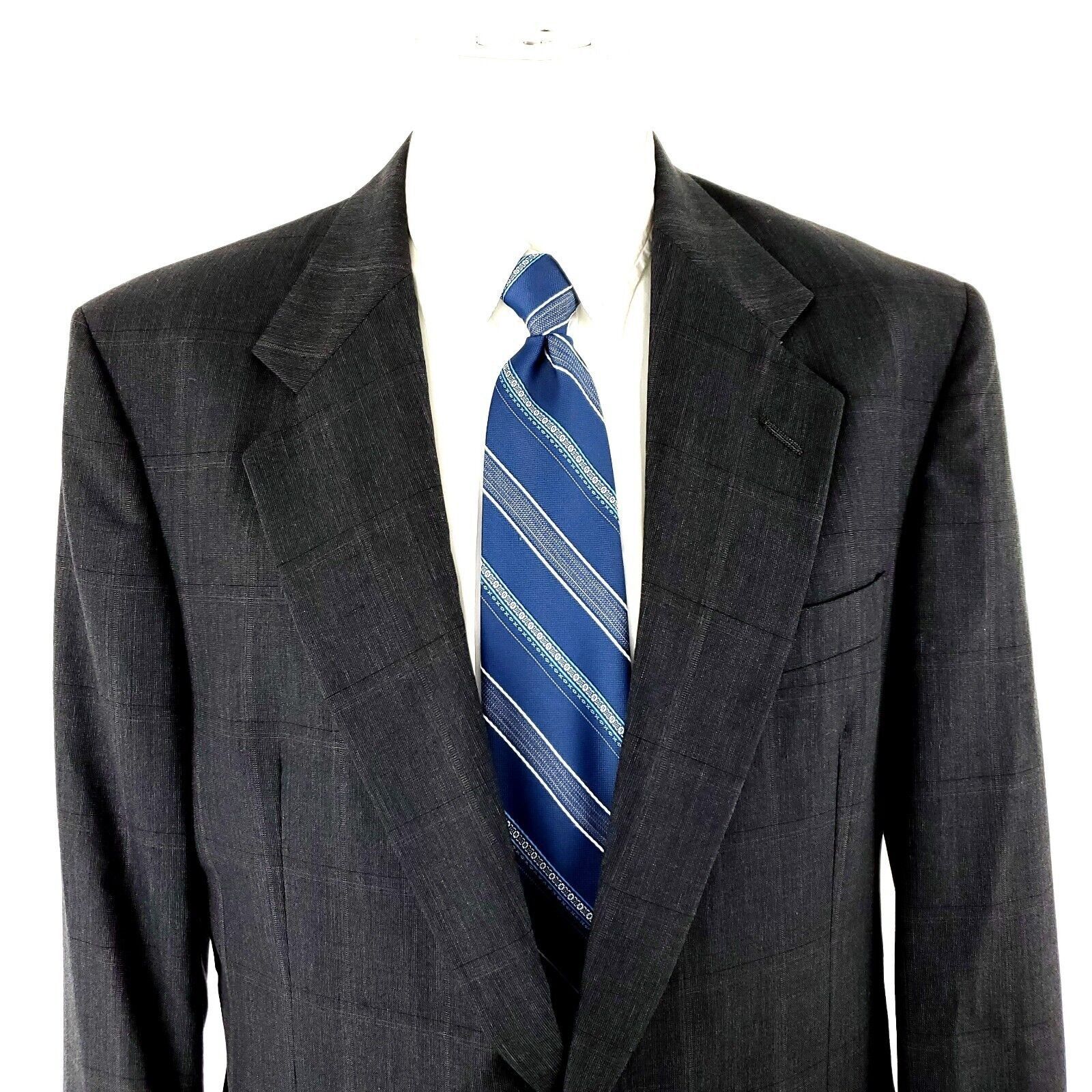Hart Schaffner Marx Hart Schaffner Marx Wool 2 Button Blazer 40L Gray Plaid W/ P Size 40L - 1 Thumbnail