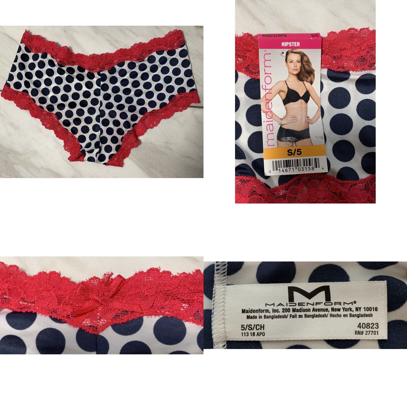 Vintage Victoria Secret & Maidenform Hipster Cheeky Panties S Pink & Black Womens Stretch Size 28" / US 6 / IT 42 - 8 Thumbnail